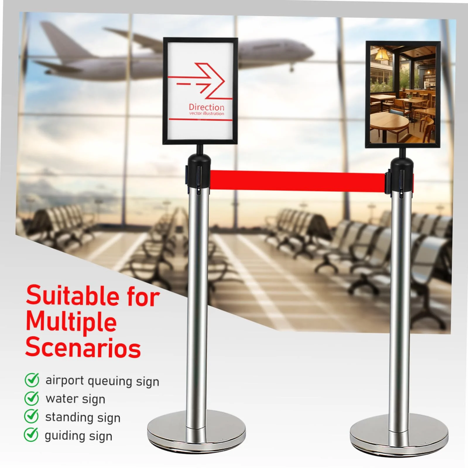 Soporte para Letrero Vertical Comercial de Barrera Retráctil Marco Firme Compatible con Carteles