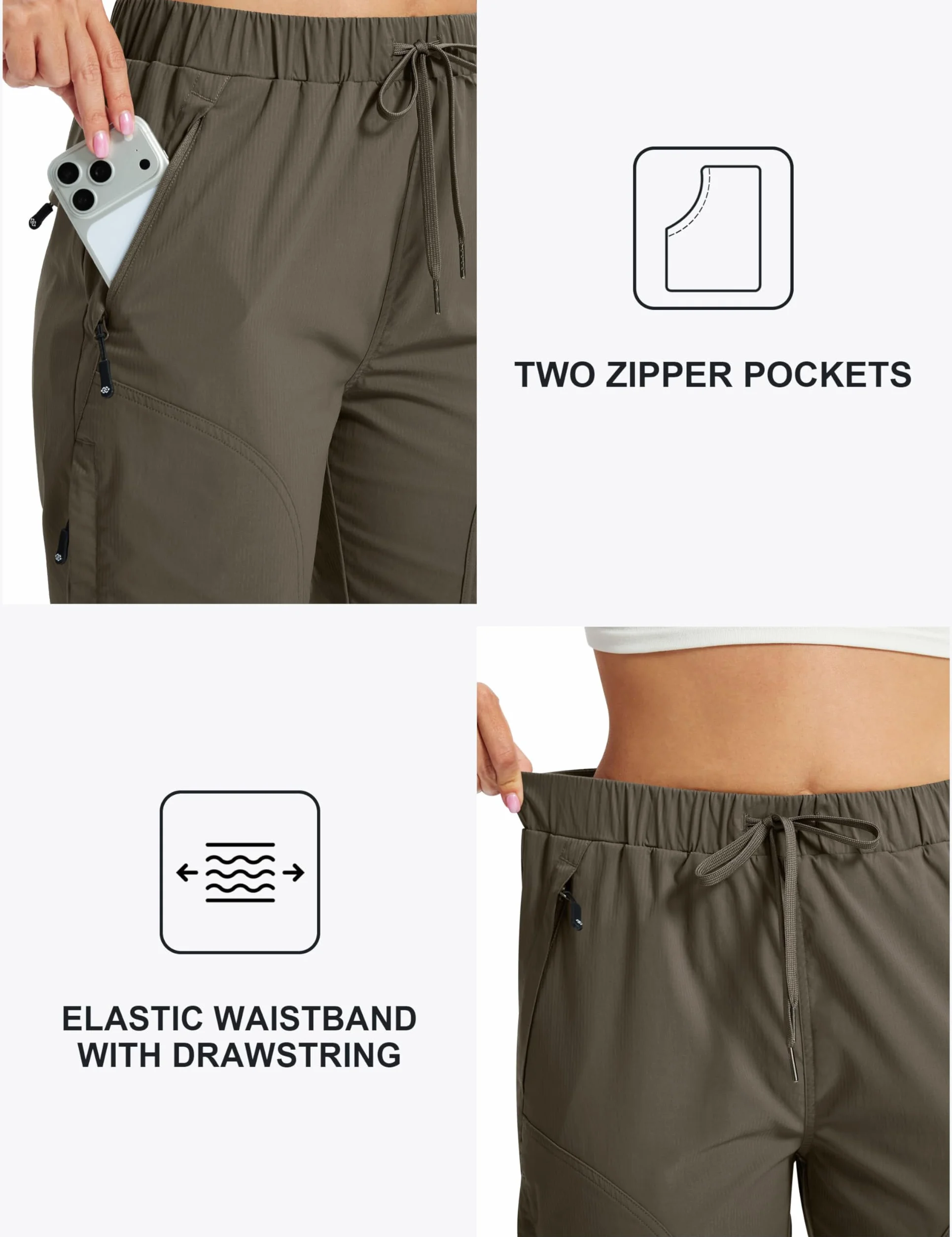MoFiz Pantalones Cortos de Trekking Mujer Bermudas Secado Rápido 3/4 Pantalones de Senderismo Acampada Marcha Safari Deporte Shorts con 5 Bolsillos