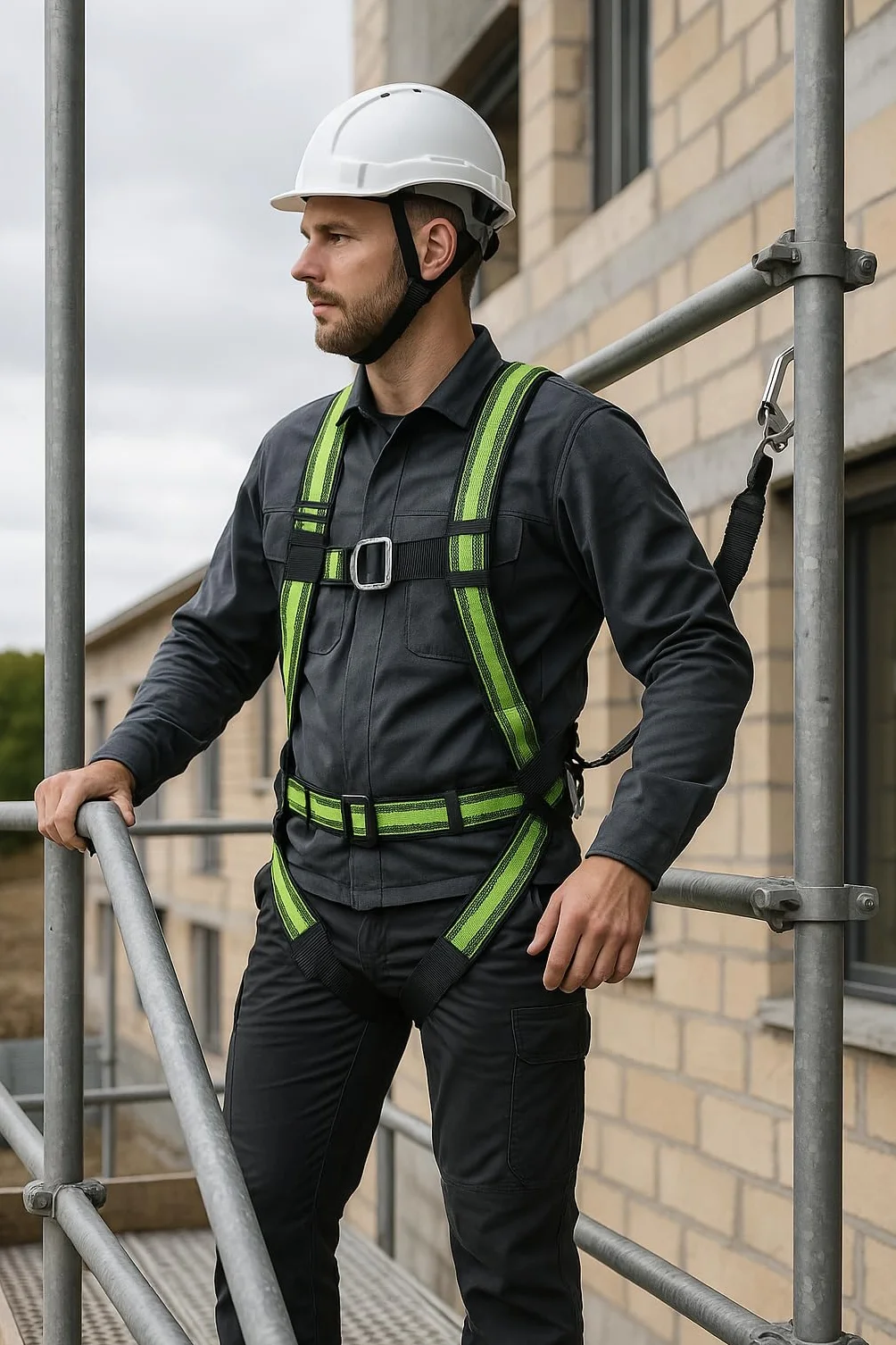 Kratos Safety Mune 3 Cinturón de recogida de dos puntos con herramienta multifunción y 5 hebillas de ajuste EN 361