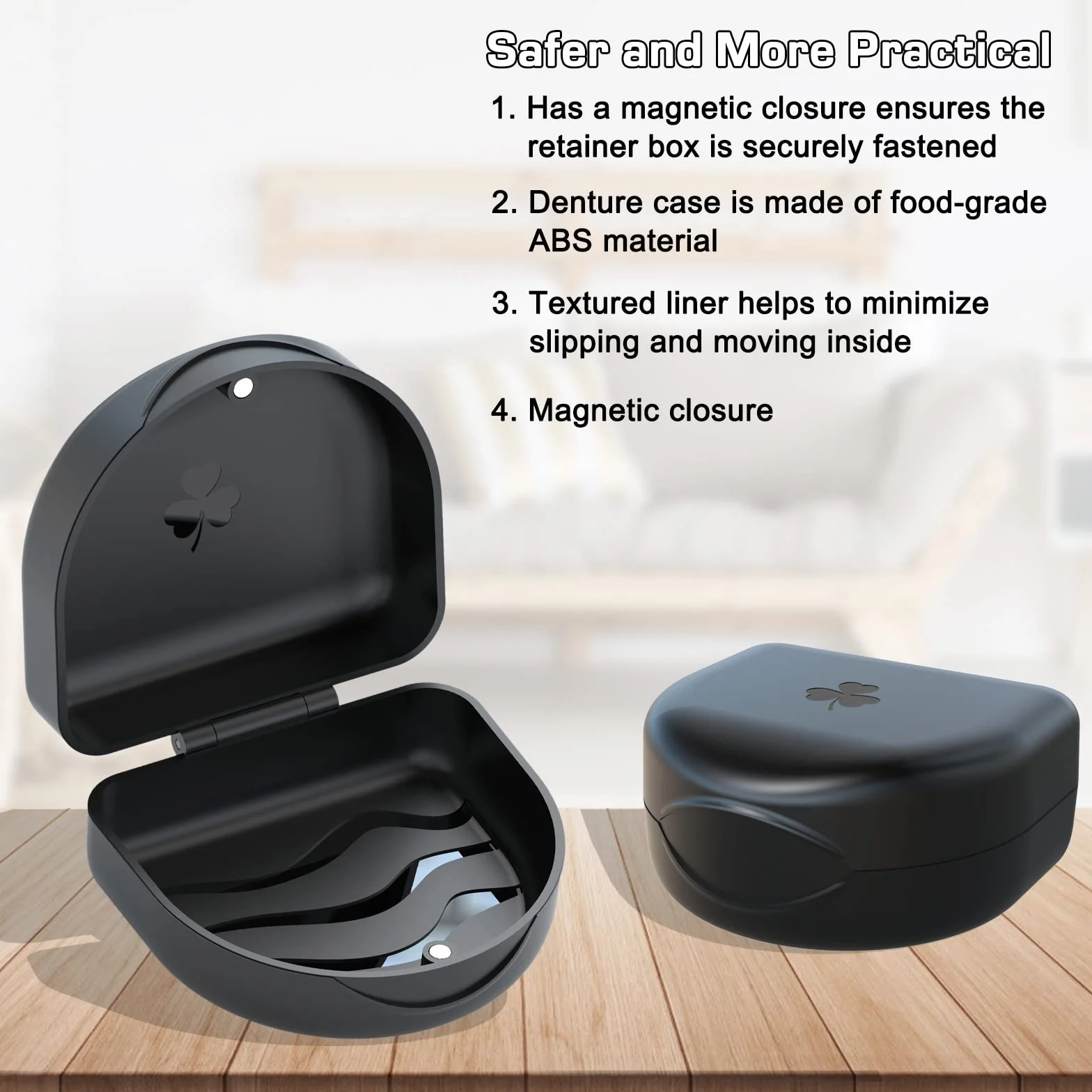 ARGOMAX Estuche Rígido Porta Férulas Dentales, Caja para Brackets y Retenedores, 1 Unidad (Negro)