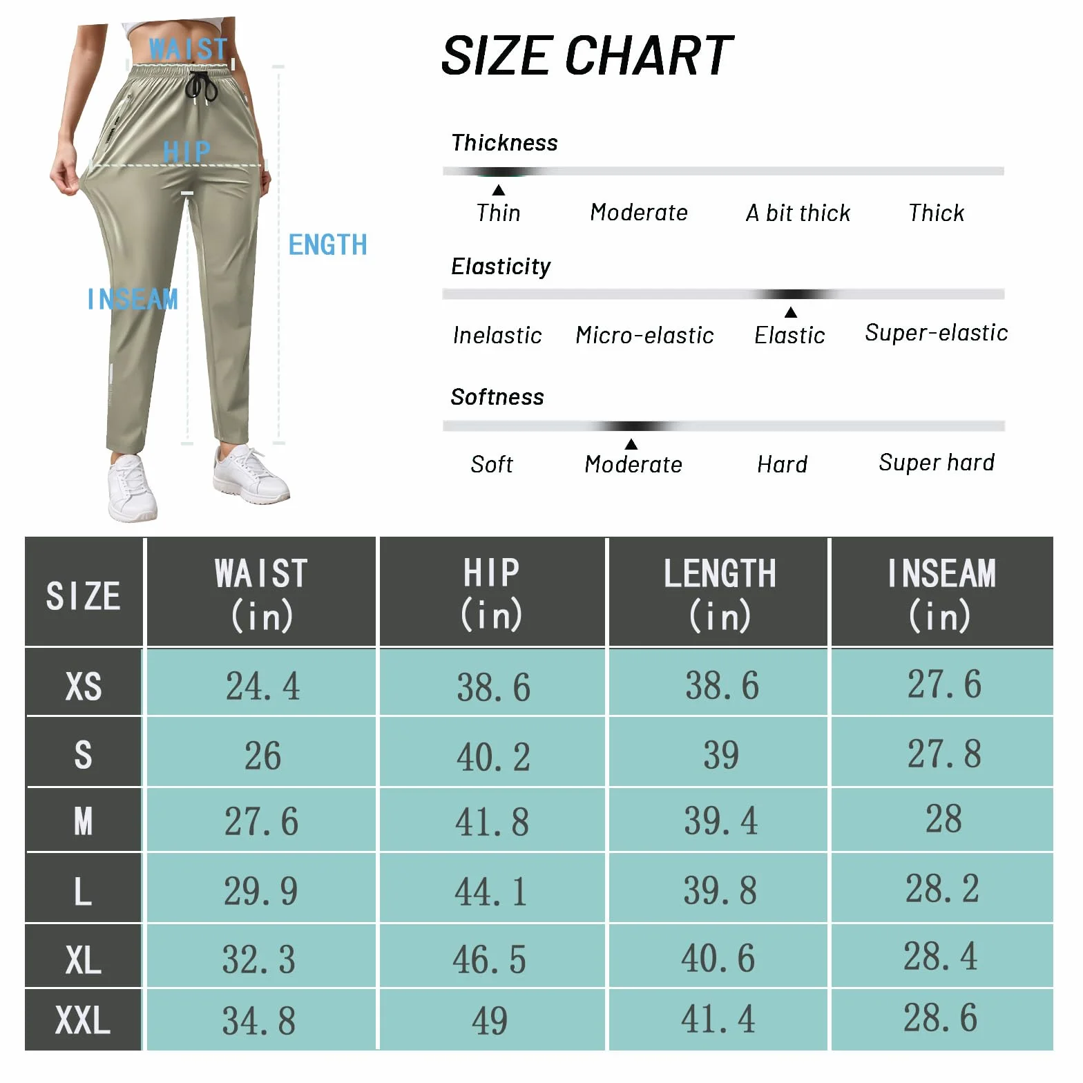 Pantalones de senderismo para mujer, ligeros, cómodos, transpirables, de secado rápido, elásticos, con bolsillo con cremallera