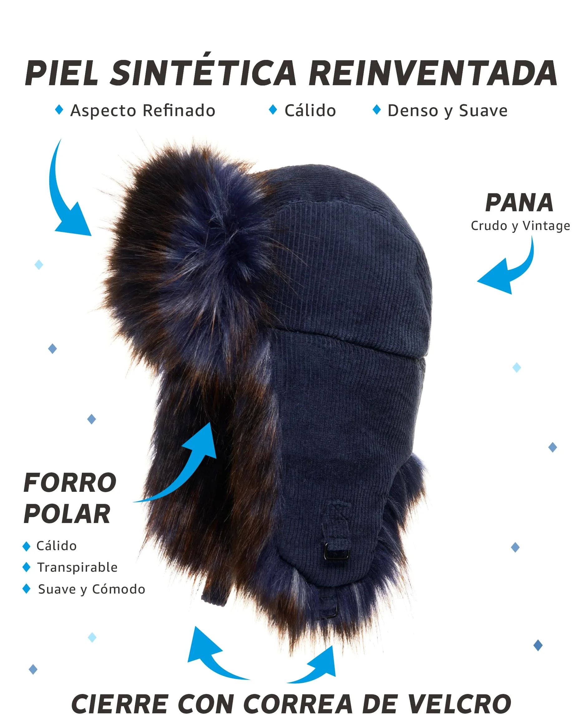 Futrzane Gorro Ushanka de Pana - Gorra con Orejeras Mujer - Sombrero con Piel