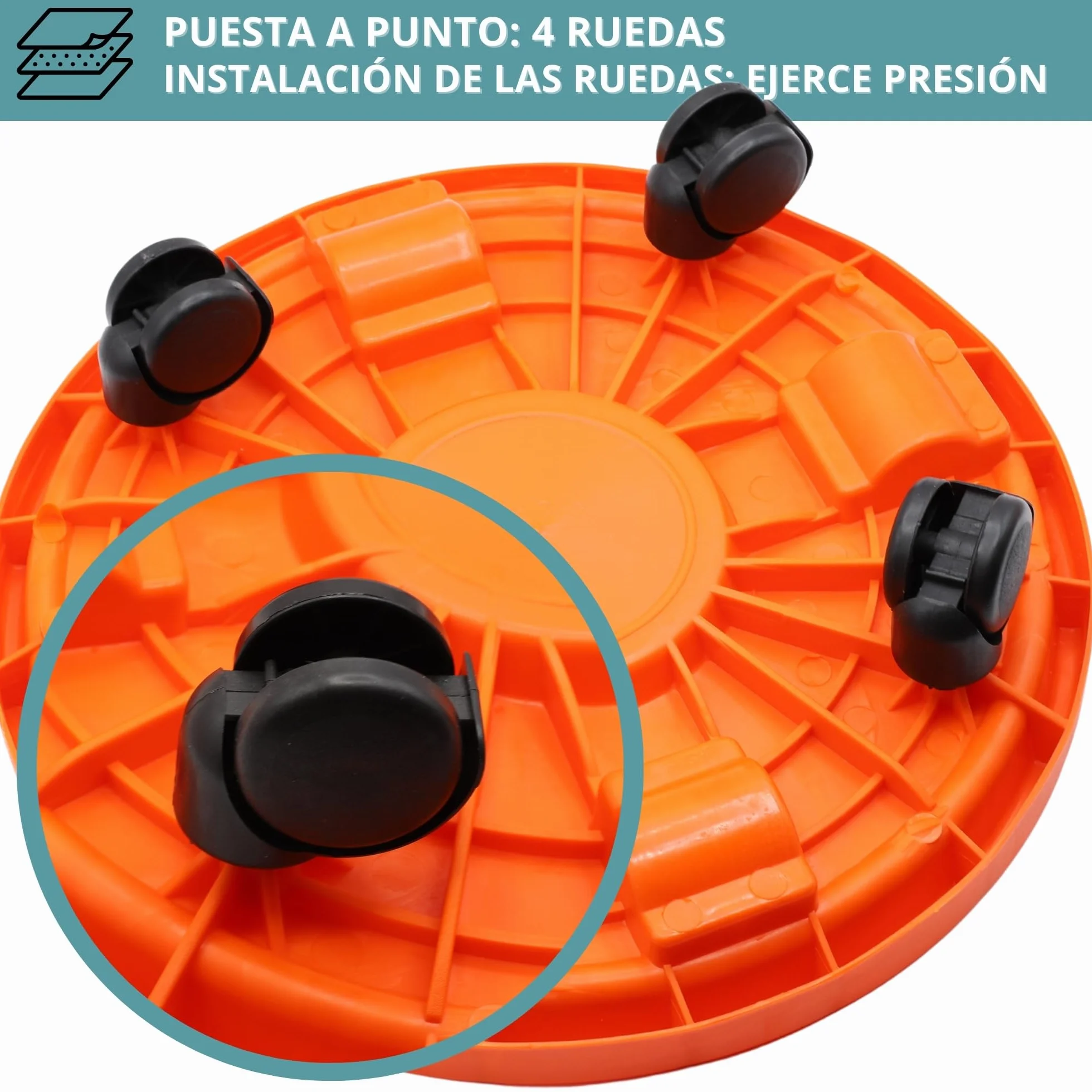 TECHZOCO Soporte para bombona butano Portabombonas Carro Porta bombona Gas Plástico 4 Ruedas 33,5 cm Naranja