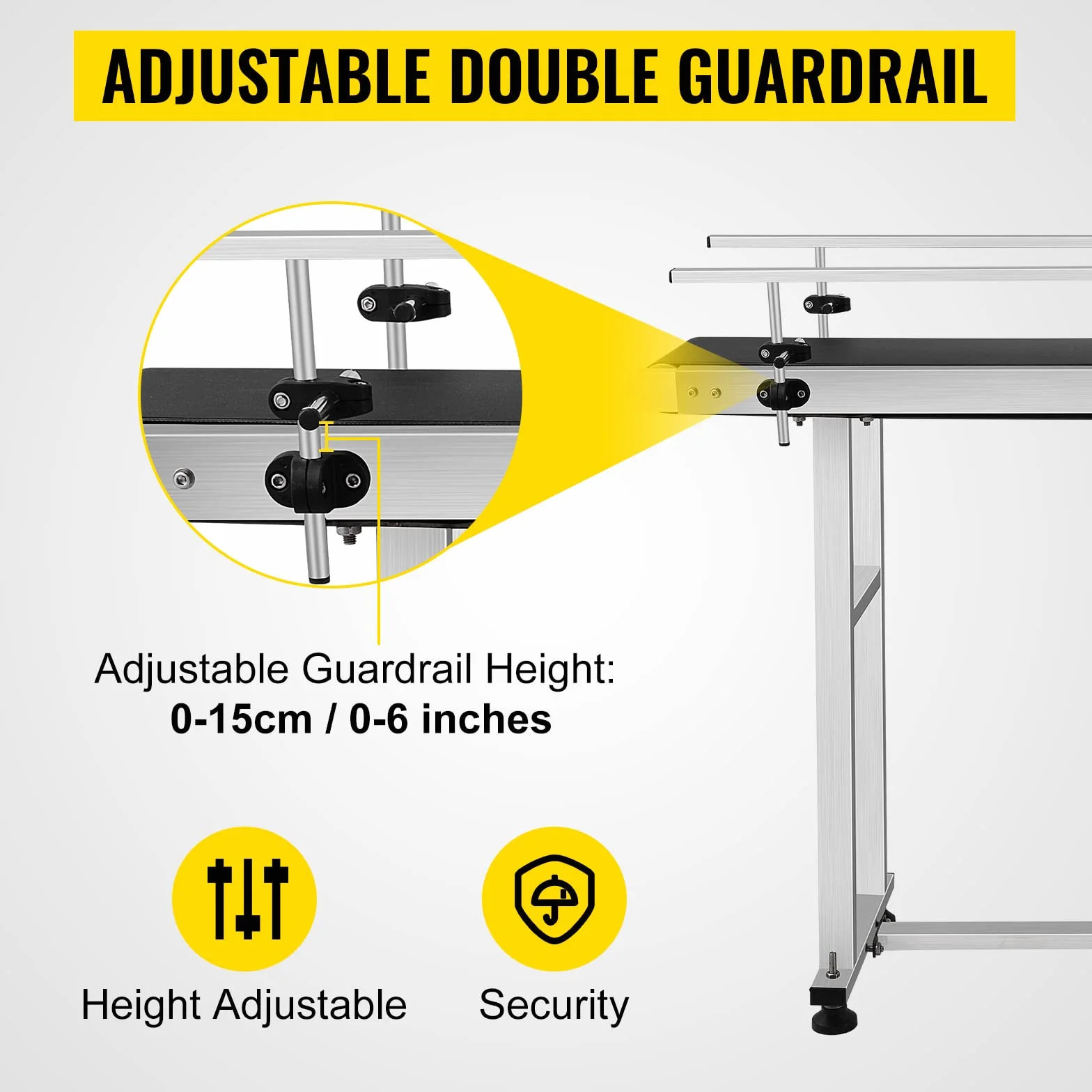 VEVOR Máquina Transportadora Eléctrica PVC 500x200x750mm Transportador Doble Barandilla
