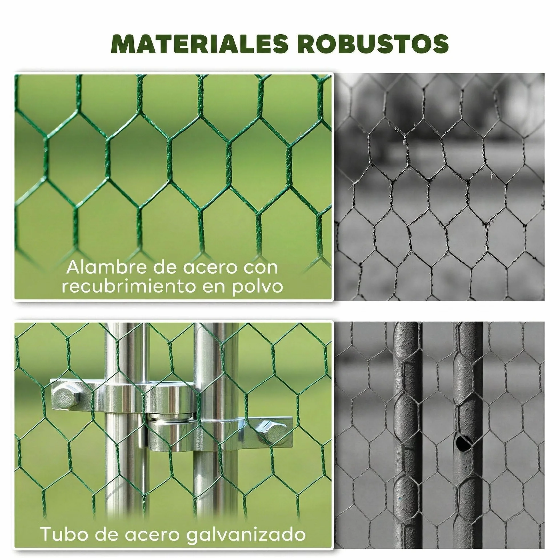 PawHut Gallinero Exterior Grande 4x3x1,97 m 12 m² Acero Galvanizado Puerta Doble Cierre Red PE Resistente Intemperie Walk-In