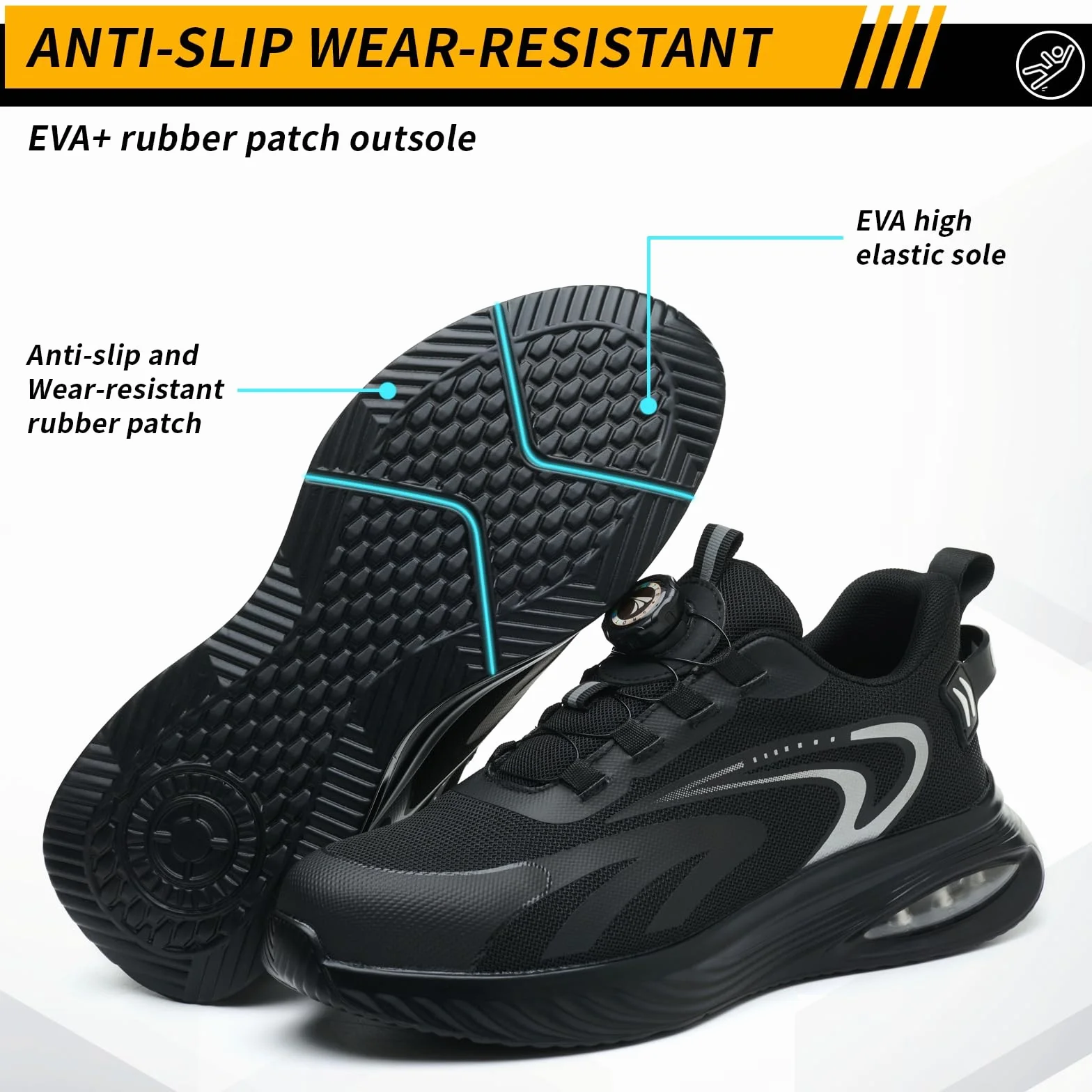 AEKYIWL Zapatos de Seguridad para Hombre Mujer Calzado de Seguridad Comodo Zapatillas de Trabajo con Punta de Acero Cordón con Hebilla giratoria