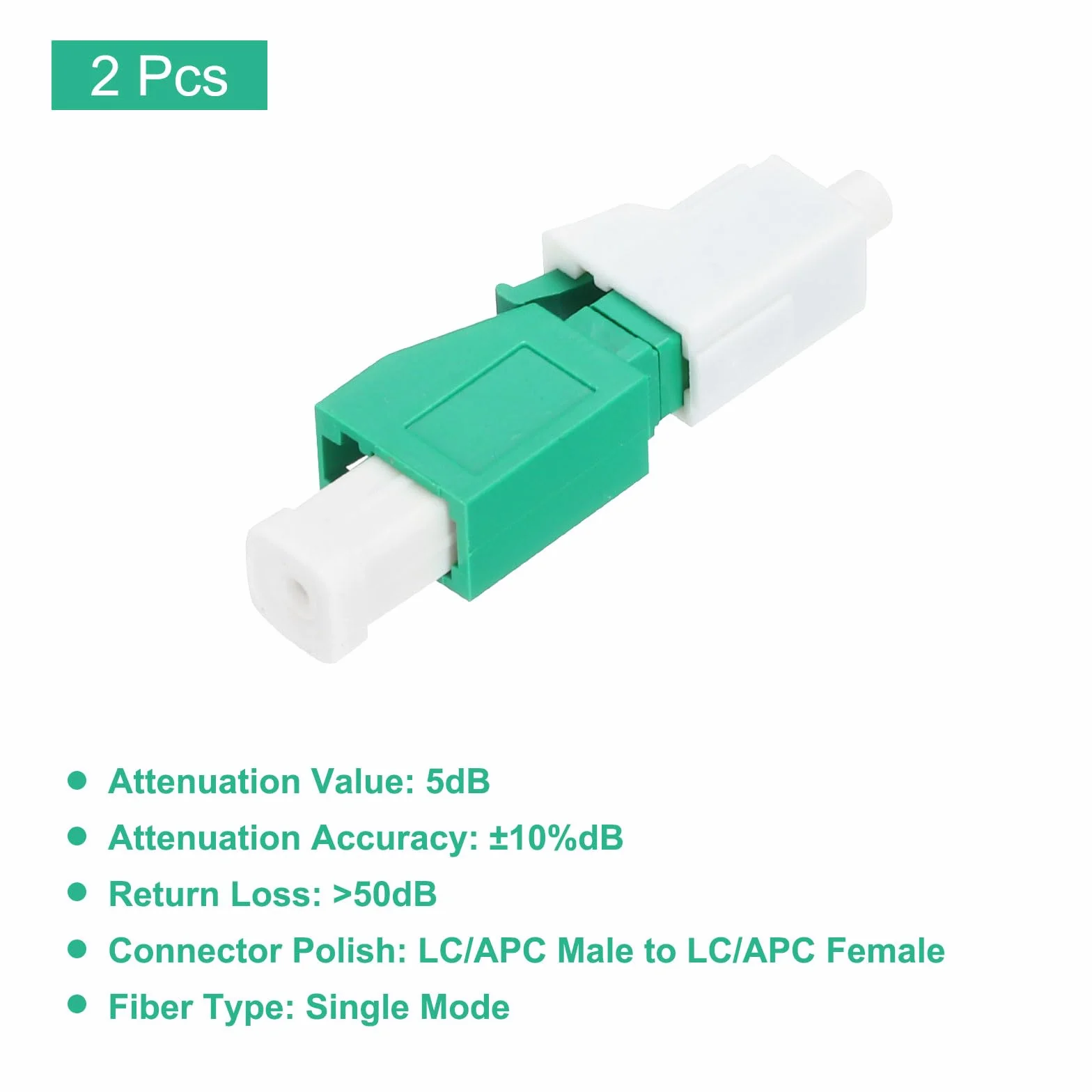 QUARKZMAN Atenuador Fibra Óptica LC/APC SM 5dB, Macho a Hembra, Paquete de 2