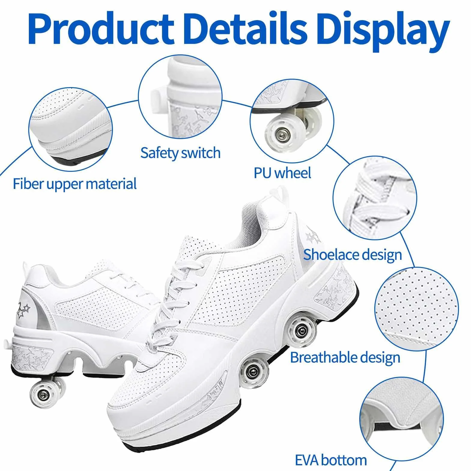 Zapatos con Ruedas para Niños y Niñas Patines Quad Ruedas Sneakers Regalo