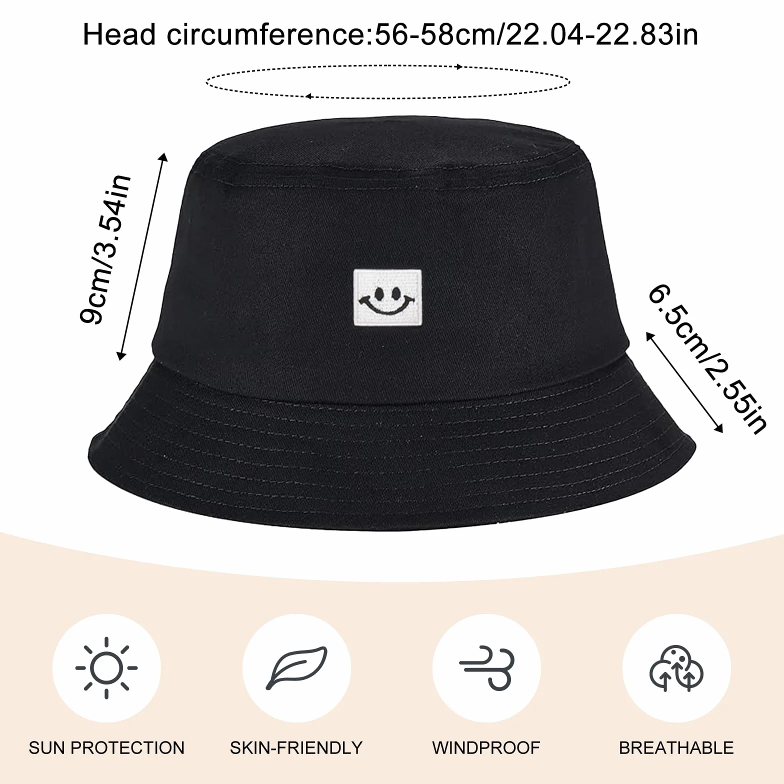 2 Piezas Gorro Pescador Hombre Mujer, Bucket Hat Algodón Plegable Sombrero de Cubo Verano Sombrero de Pesca Sombrero de Sol de Playa para Excursionismo Cámping Viaje Senderismo (Negro, Blanco)