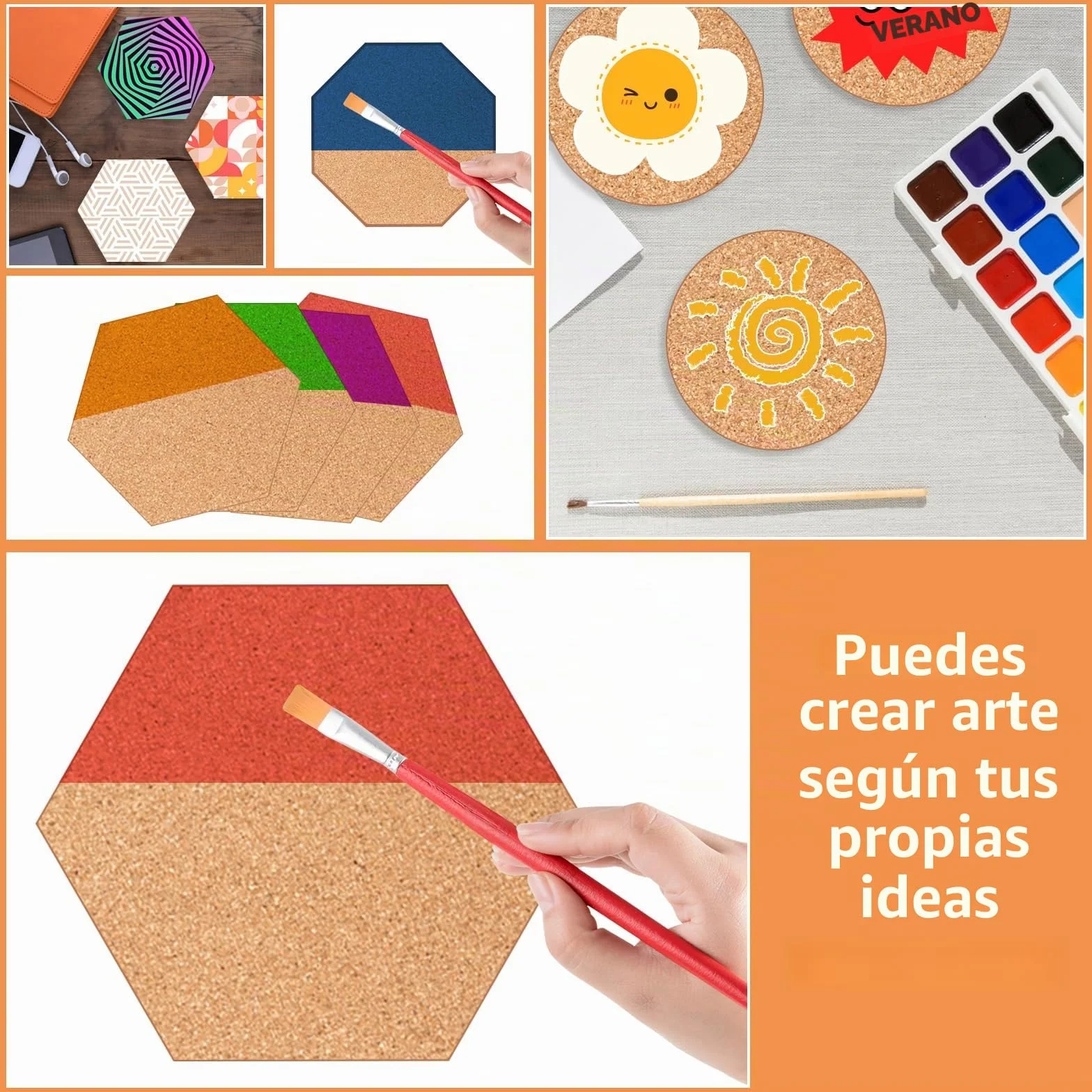 Tablero Corcho sin Adhesivo 30x30 cm, 20 Piezas Autoadhesivo Pared con 60 Chinchetas para Fotos Notas
