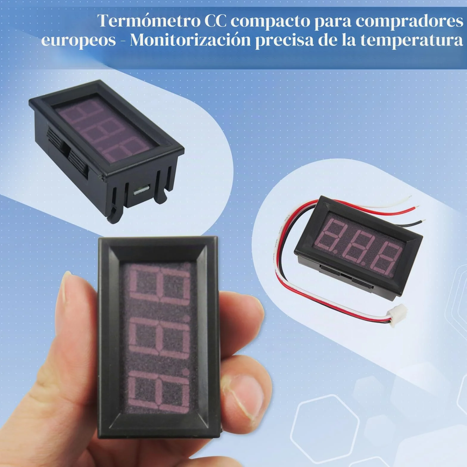 Termómetro Digital 12V con Sonda LED para Congelador Refrigerador Acuario, Azul