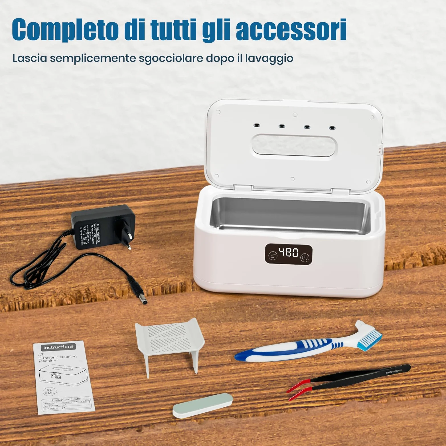 Limpiador Ultrasonidos, 49 kHz UV Limpiador por Ultrasonidos Profesional | 800 ml, 5 Funciones de Temporizador, Pantalla Digital, para Joyas, Gafas, Relojes, Dentaduras y Anillos