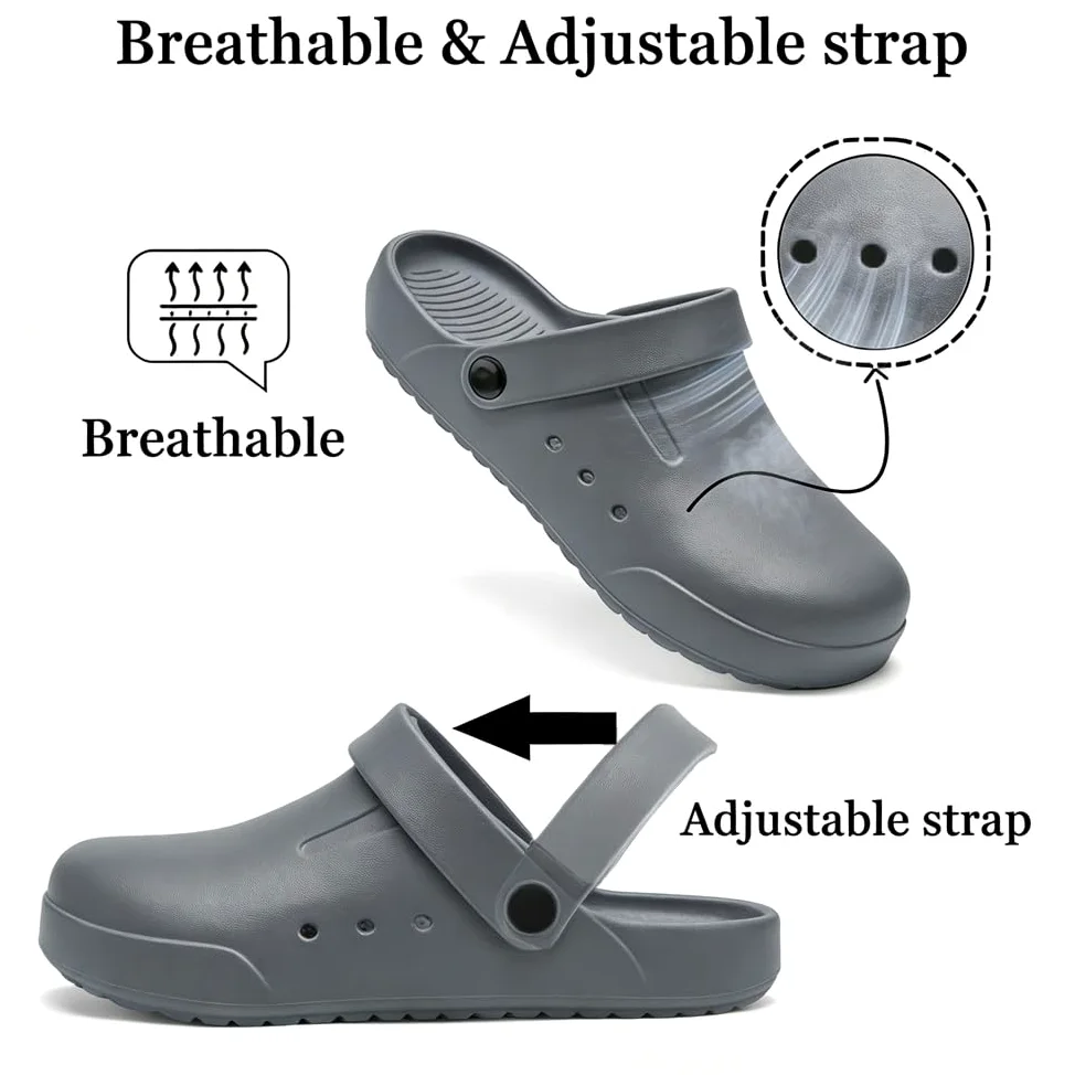 Nihaoya Zuecos para hombre y mujer, zapatos de jardín, pantuflas de playa para exteriores, cómodas, antideslizantes, ligeras, transpirables