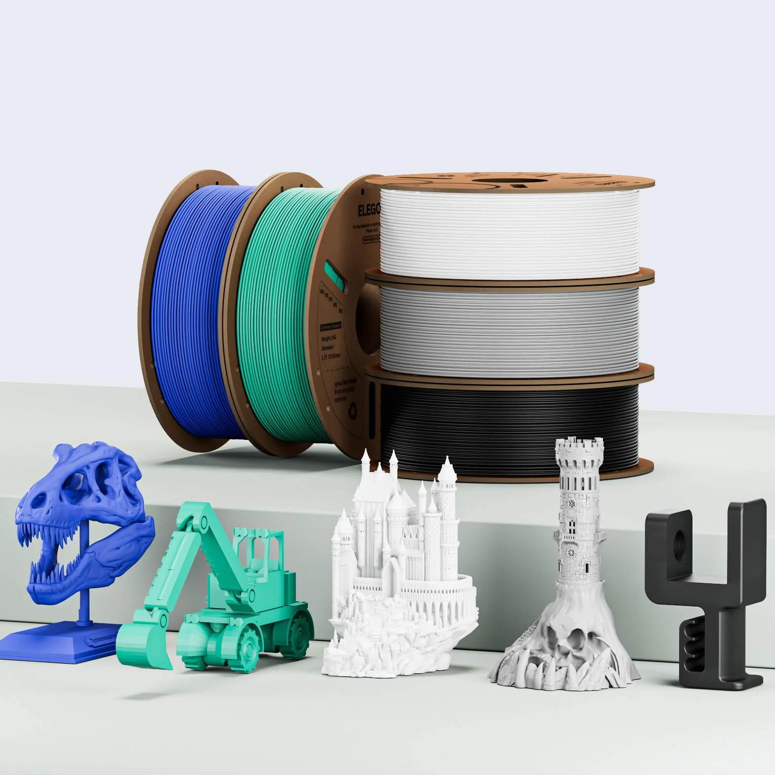 ELEGOO Filamento PLA 1.75mm 1KG Negro para Impresora 3D Precisión Dimensional +/- 0.02mm