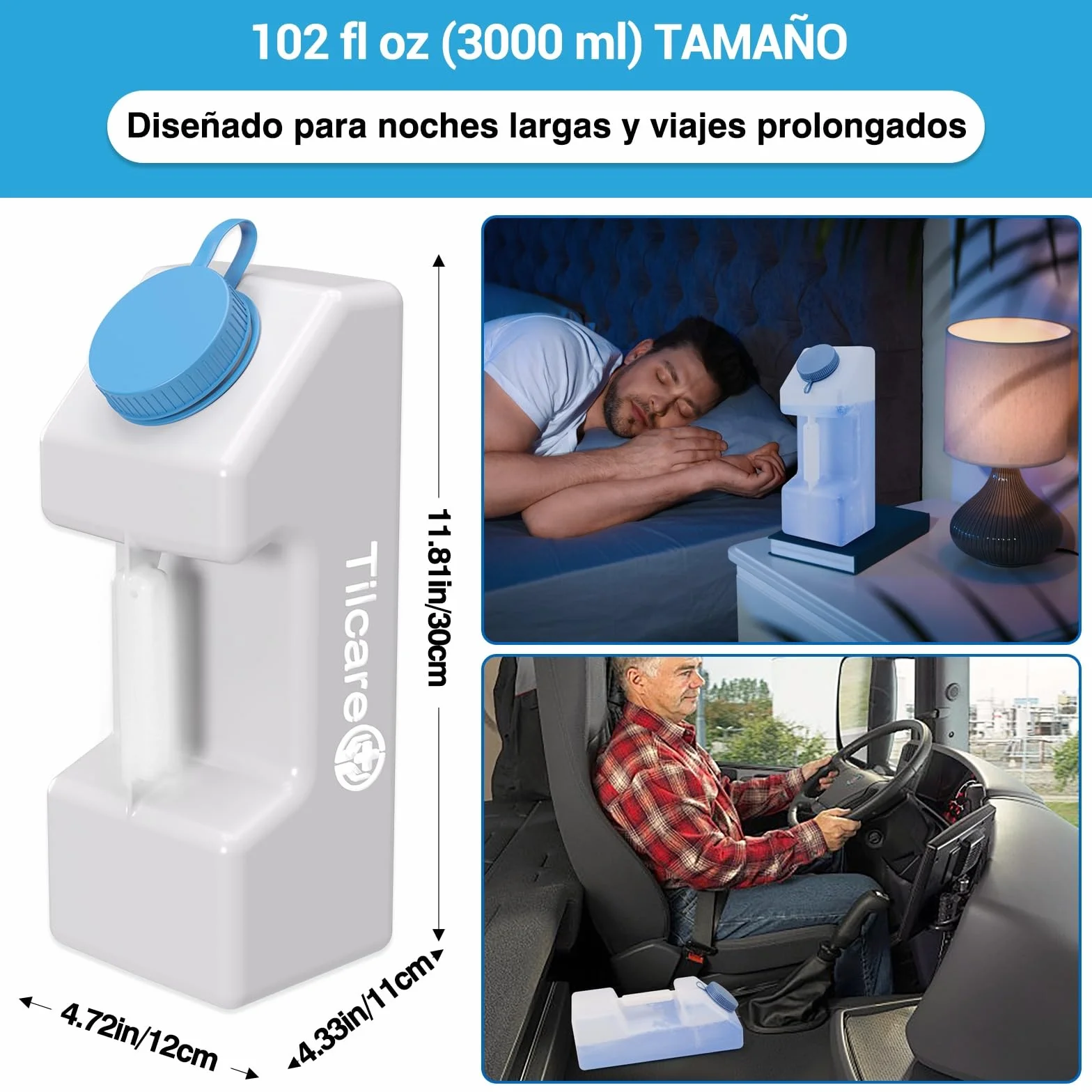Tilcare Urinarios Portátiles para Hombres Antiderrame 3000 ml 101 Oz Brillante en la Oscuridad