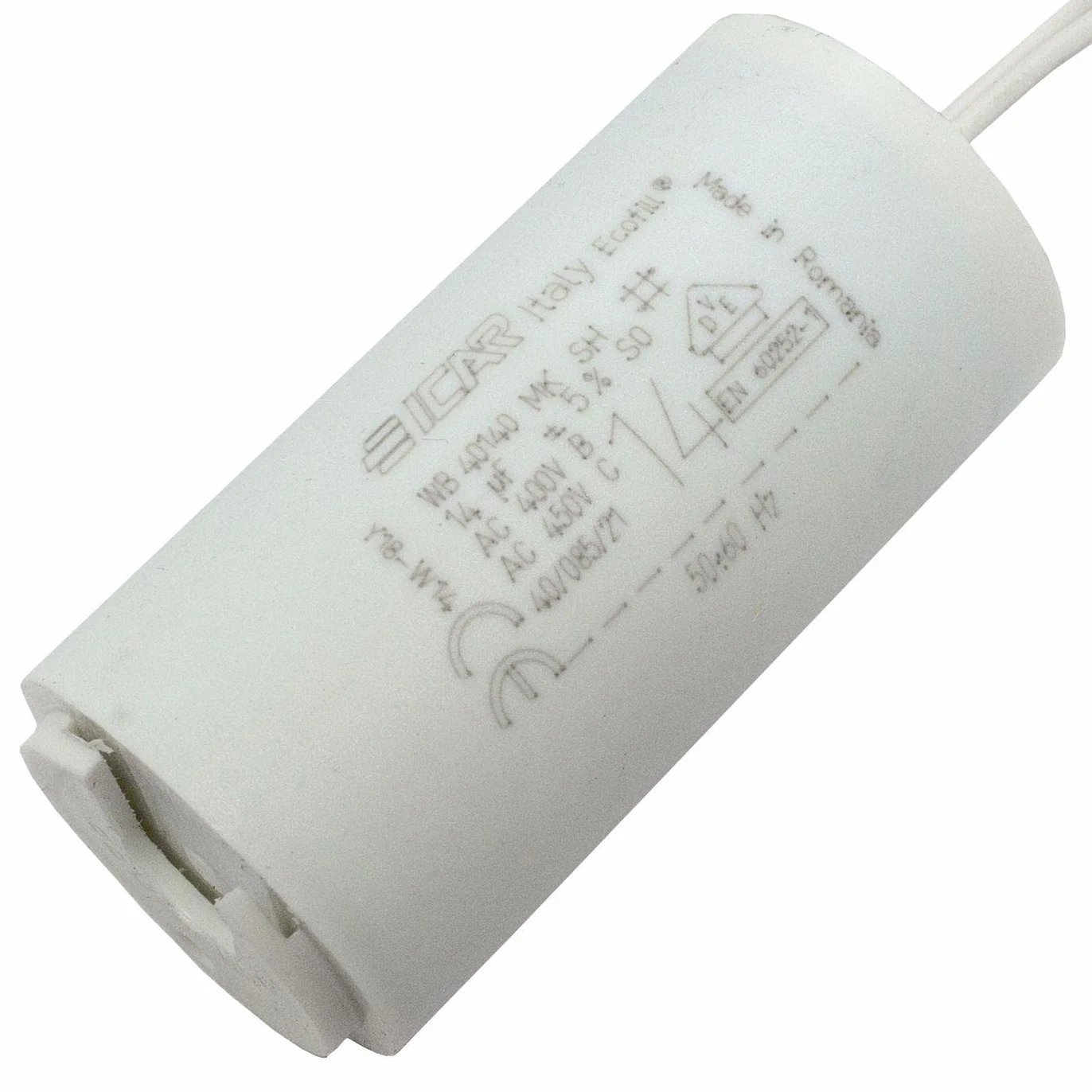ICAR Condensador de motor 14µF 450V 35x71mm Cable 8cm
