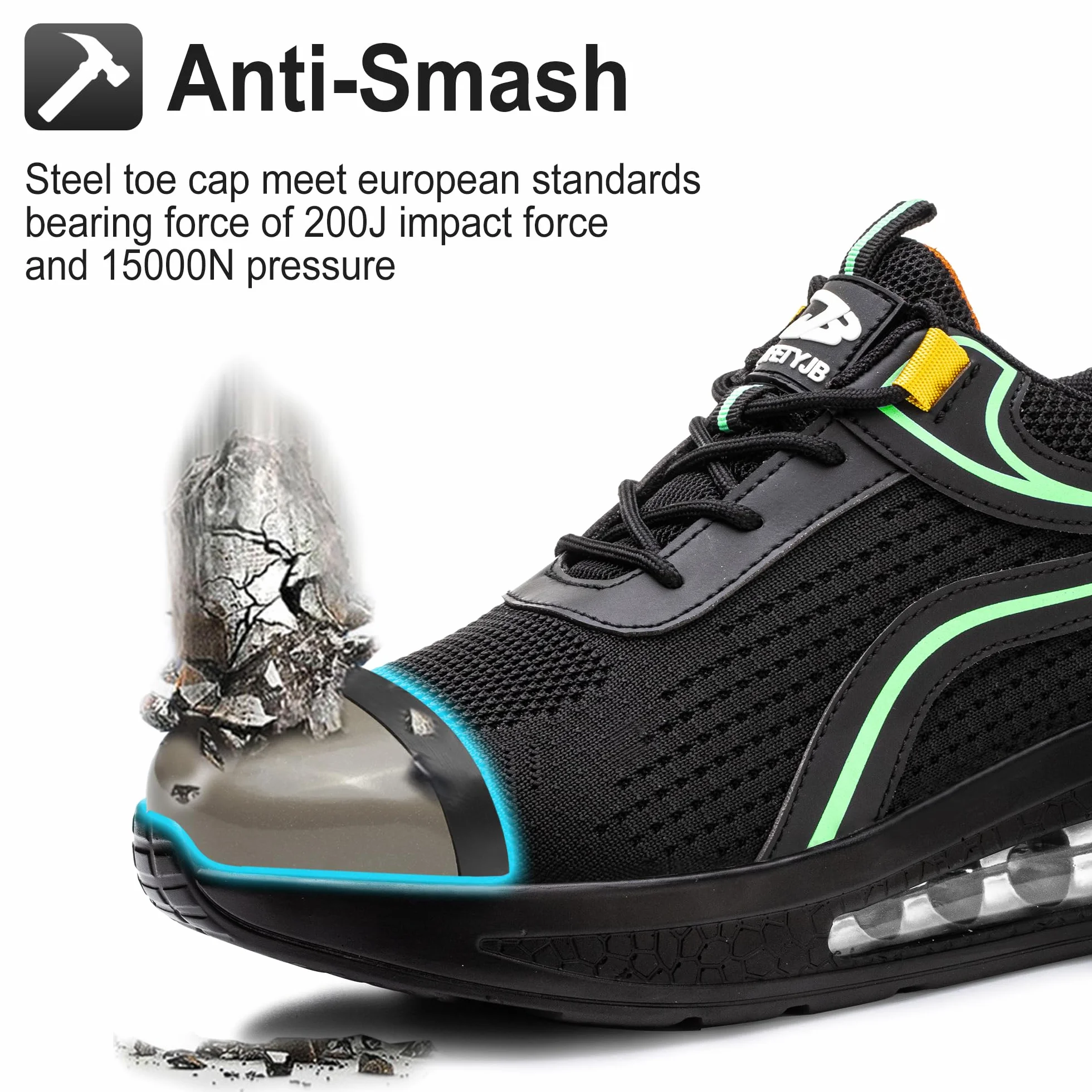 Zapatos de Seguridad para Hombre Mujer Calzado de Seguridad Zapatillas de Seguridad Zapatos de Trabajo Puntera de Acero Ligero Comodo Antideslizante Transpirable 36EU-46EU