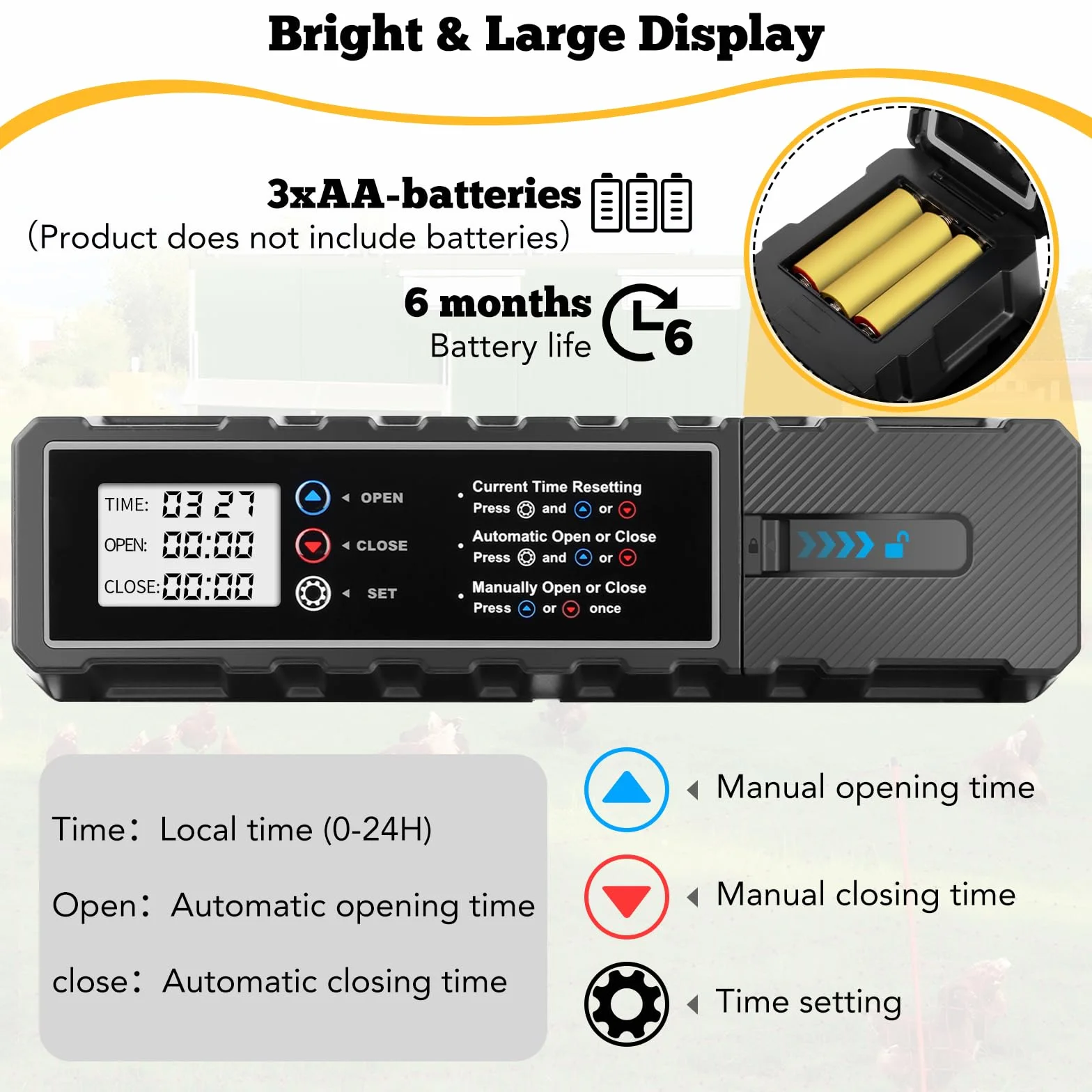 Talifoca Puerta Automática Gallinero con Pantalla LCD, Anti-atrapamiento, Temporizador
