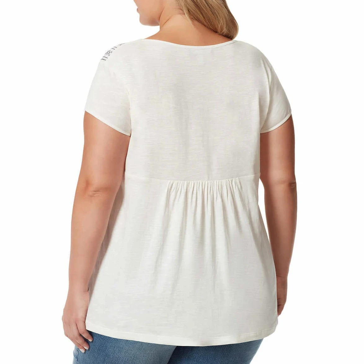 Gloria Vanderbilt Camiseta bordada para mujer, cuello redondo, manga corta, camiseta de manga corta para mujer