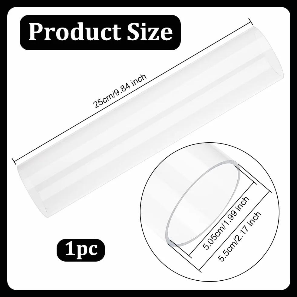 OLYCRAFT Tubo acrílico 5.5x25 cm Diámetro interior 5 cm Transparente rígido redondo para refrigeración por agua lámparas
