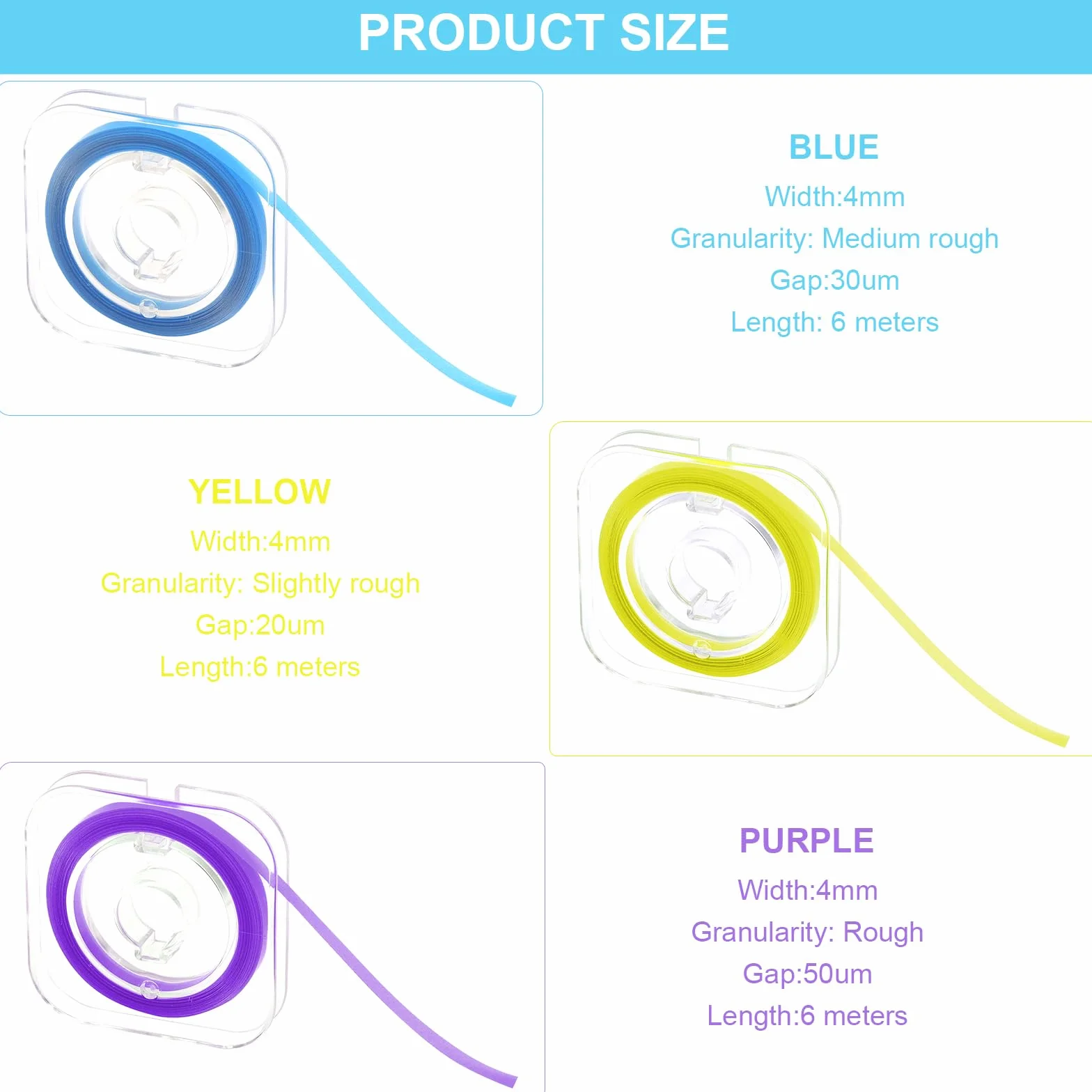 Papel de lija interdental 4 mm x 6 m, 3 volúmenes