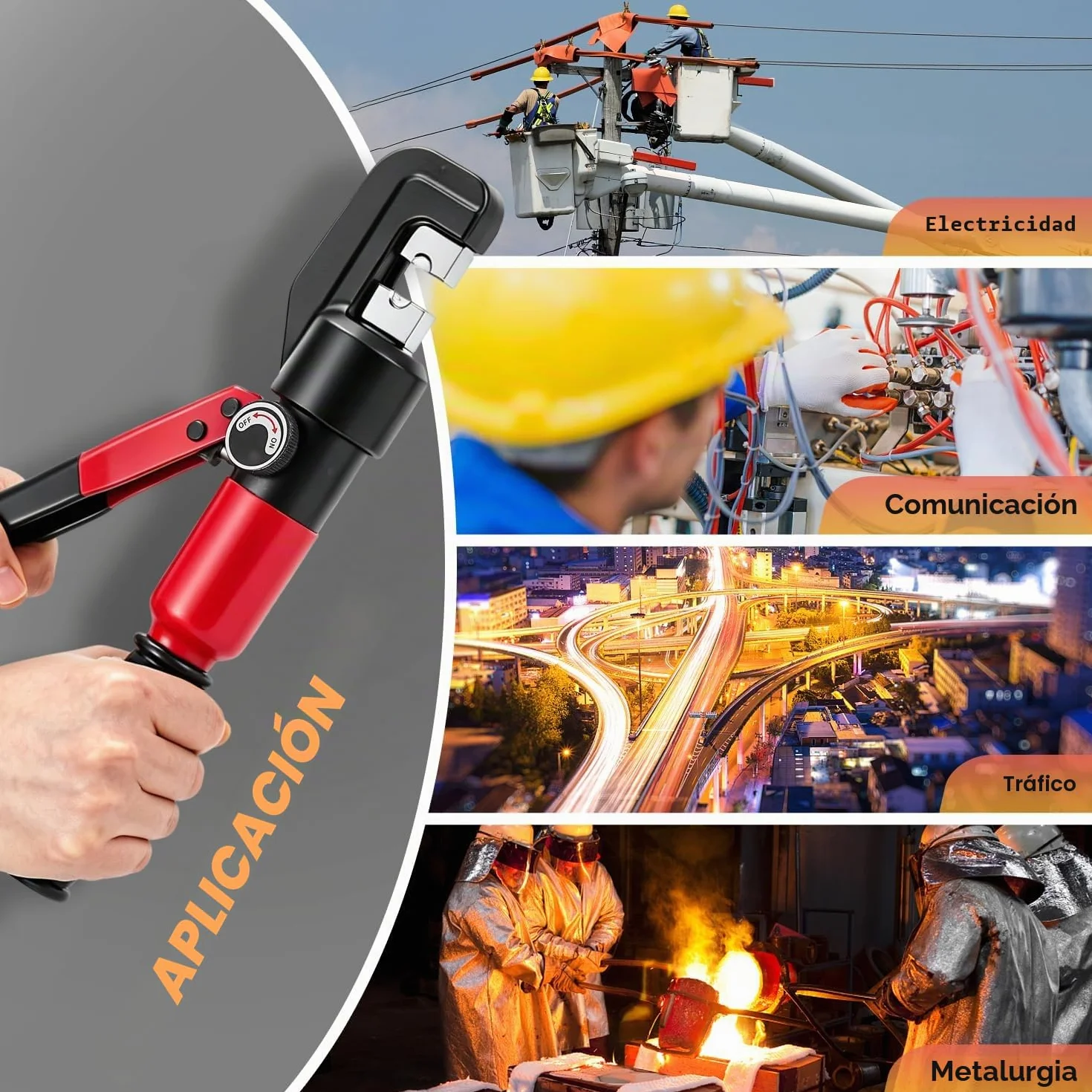 CGOLDENWALL Crimpadora Hidráulica Manual YQK-70 4-70m㎡ Mango Aislado Cabezal C