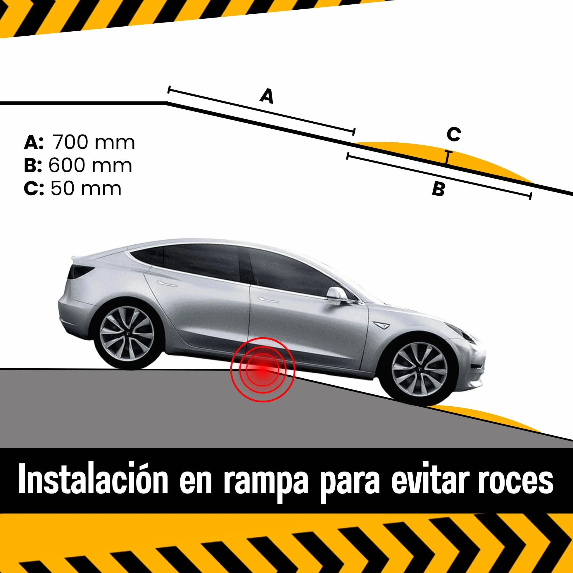 Pack de 2 Reductores de Velocidad de Caucho 5×60×50 cm Antideslizantes para Aparcamientos