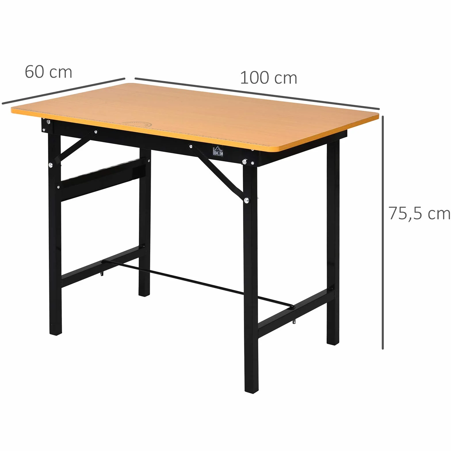 HOMCOM Banco de Trabajo Plegable Mesa con Regla Transportador 100 kg 100x60x75,5 cm Natural Negro
