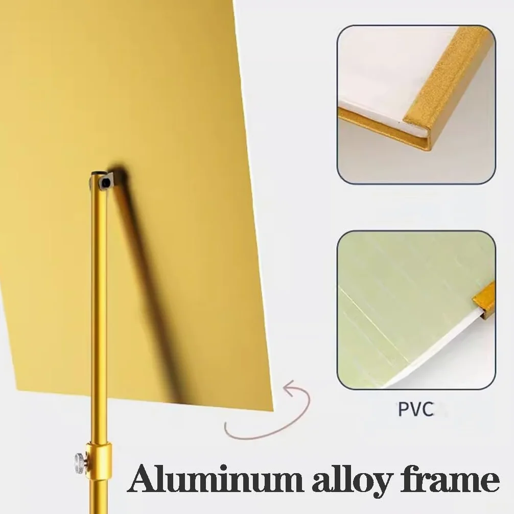 Soporte de Pedestal para Carteles con Base de Acero sólido Resistente, Soporte de Suelo Ajustable para Carteles Verticales y horizontales(Oro A4)