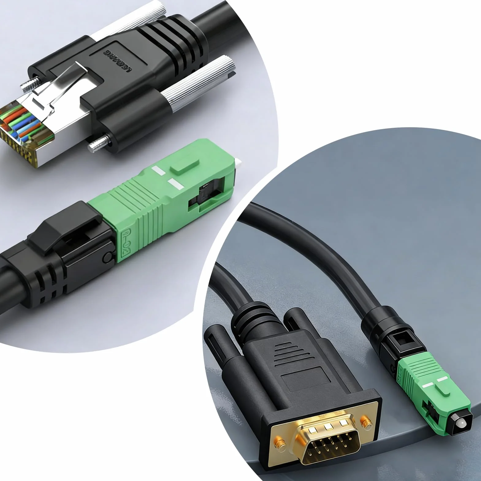 Conector SC/APC Fibra Óptica Rápido Verde Negro Preensamblado Inserción ≤0,3dB Retorno ≥50dB Lote 10