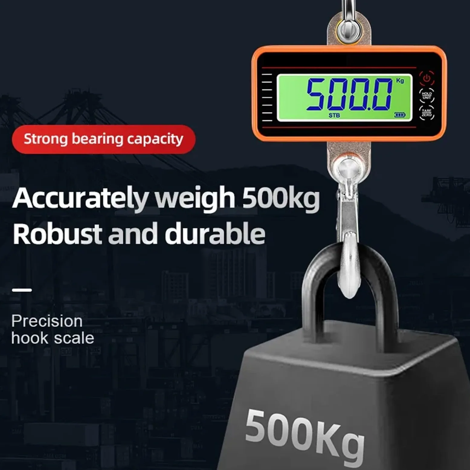 Báscula colgante, Báscula de grúa digital de 1000/1500 kg for trabajos pesados, báscula de grúa colgante(1000kg Orange)
