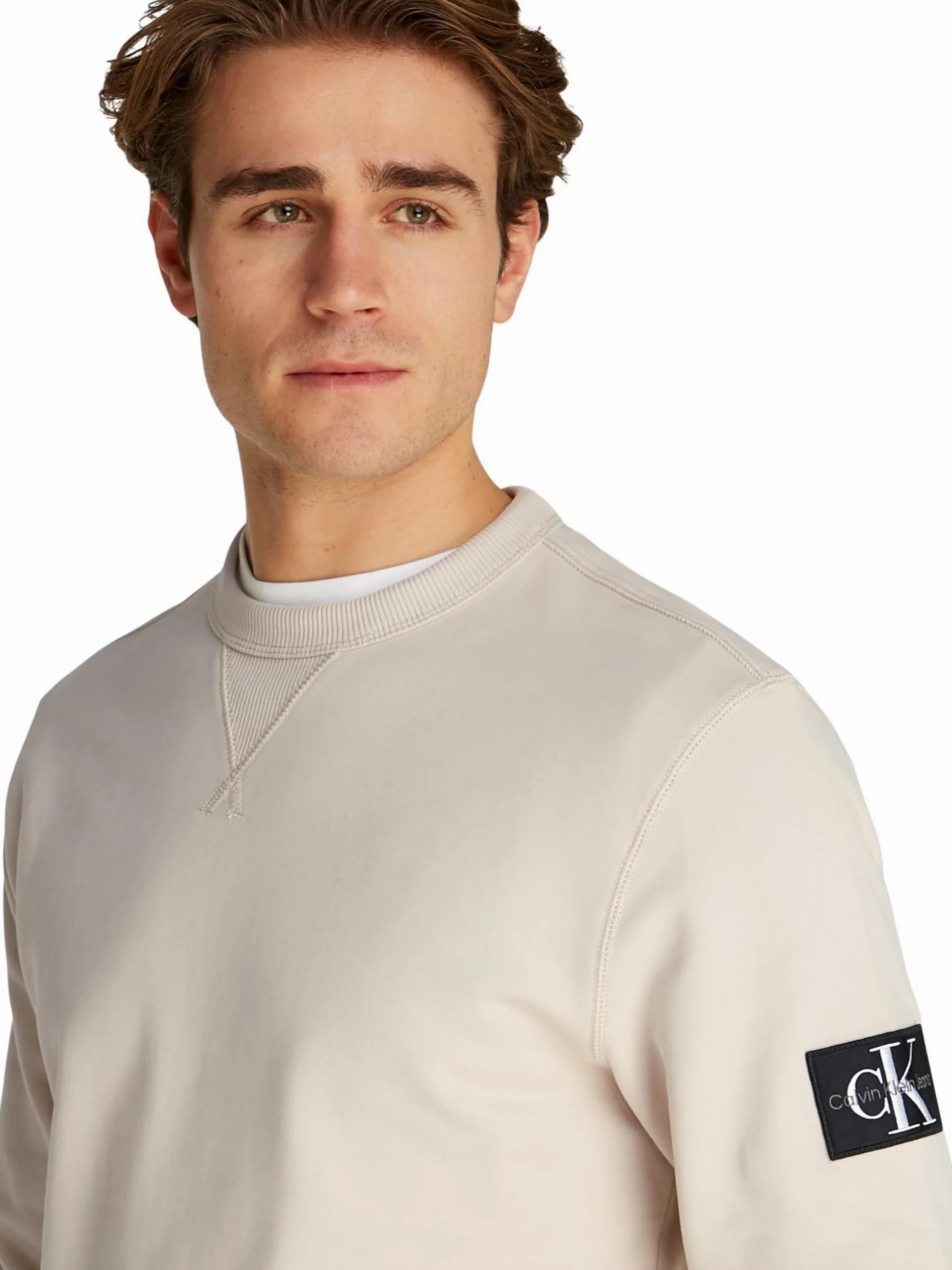Calvin Klein Sudadera Hombre Badge Crew Neck de algodón