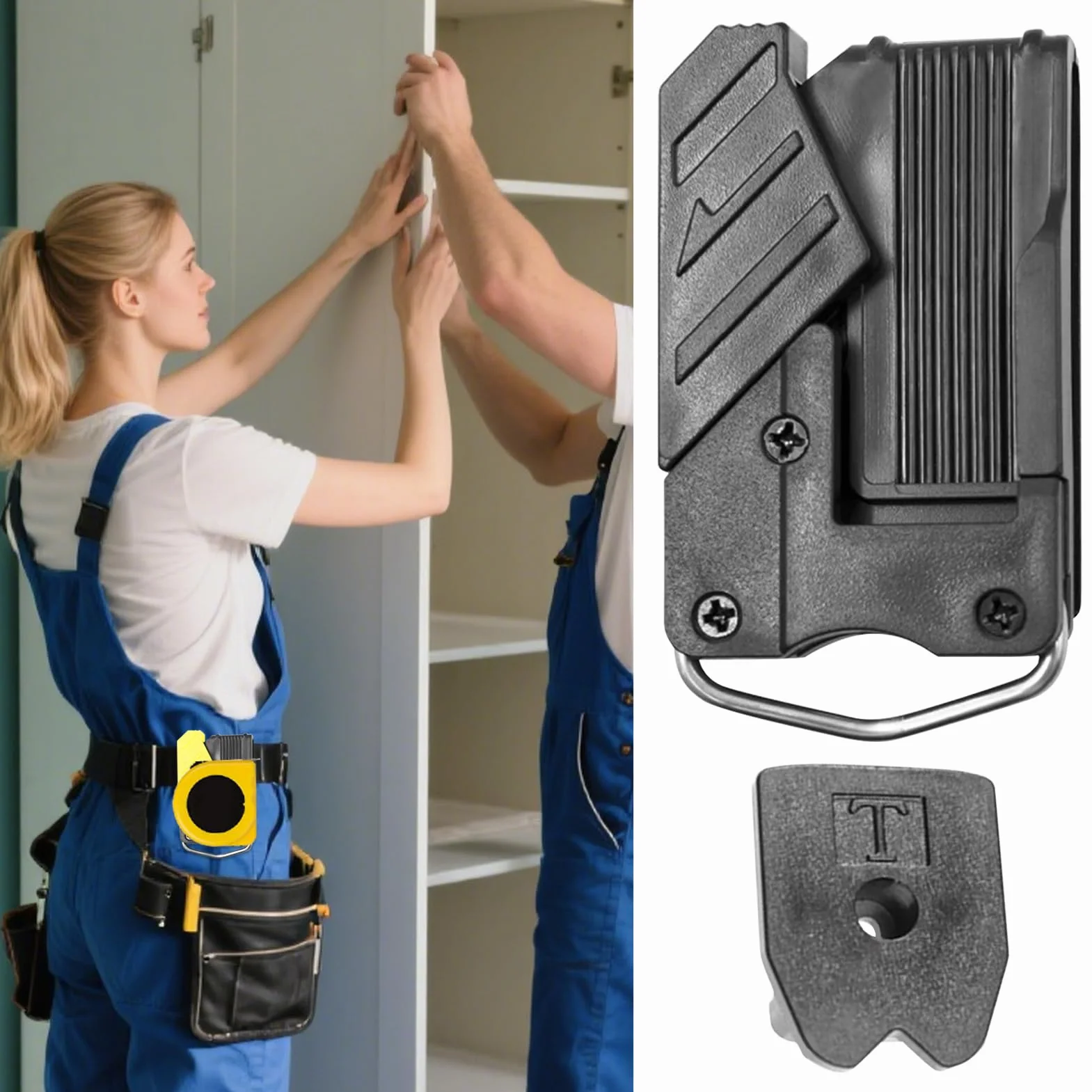 Sujetador Para Cinta Métrica con Clip Organizador | Funda con Gancho para Herramientas de Carpintería