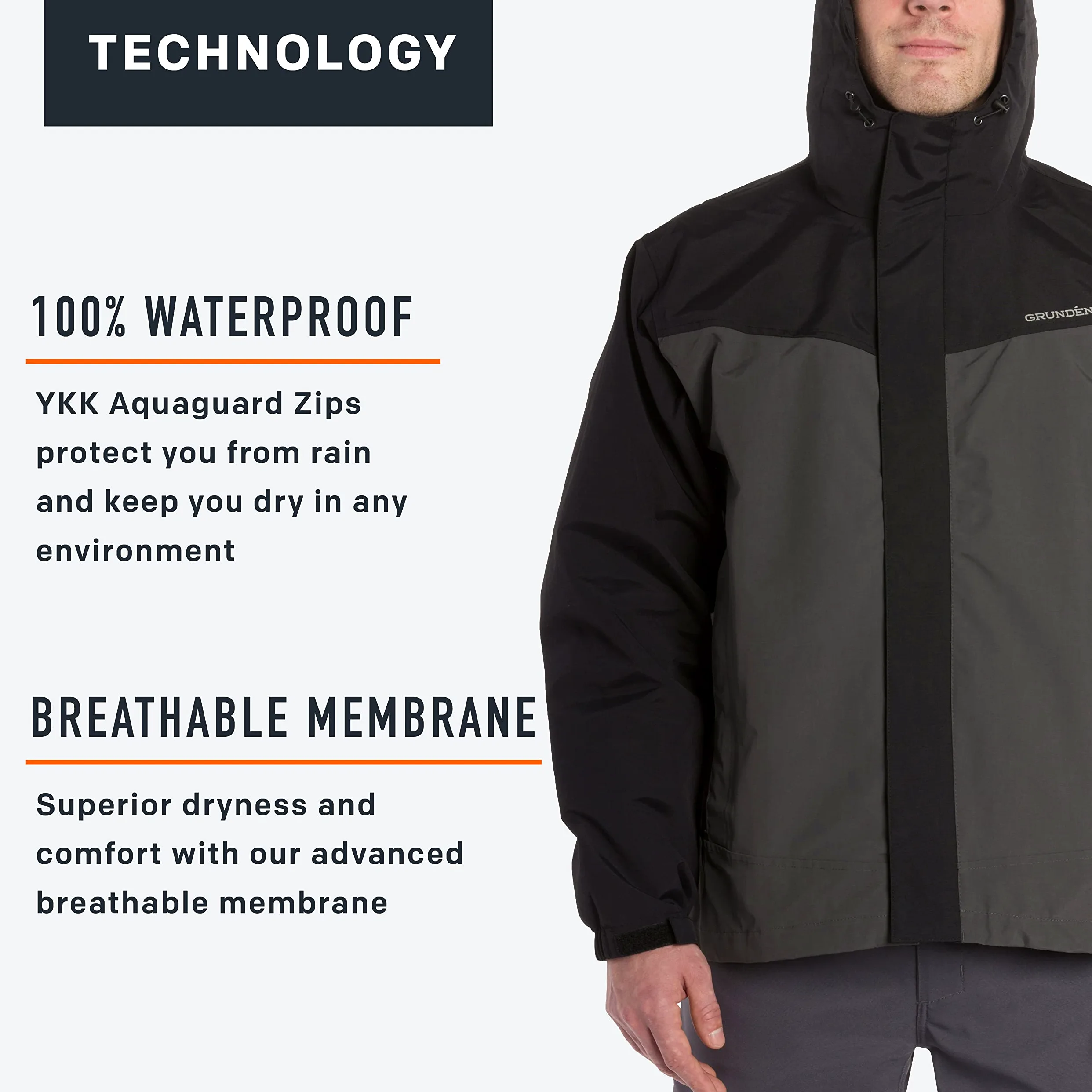 Grundéns Chaqueta Full Share para hombre, impermeable, transpirable