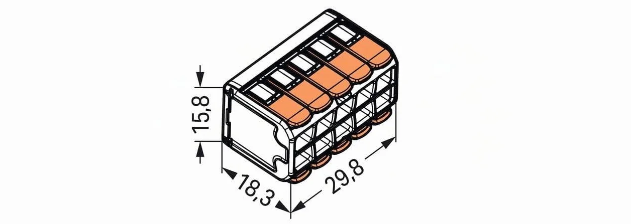 WAGO COMPACT 221-420 Conector de Cable 10 Conductores 4 mm² 15 Unidades