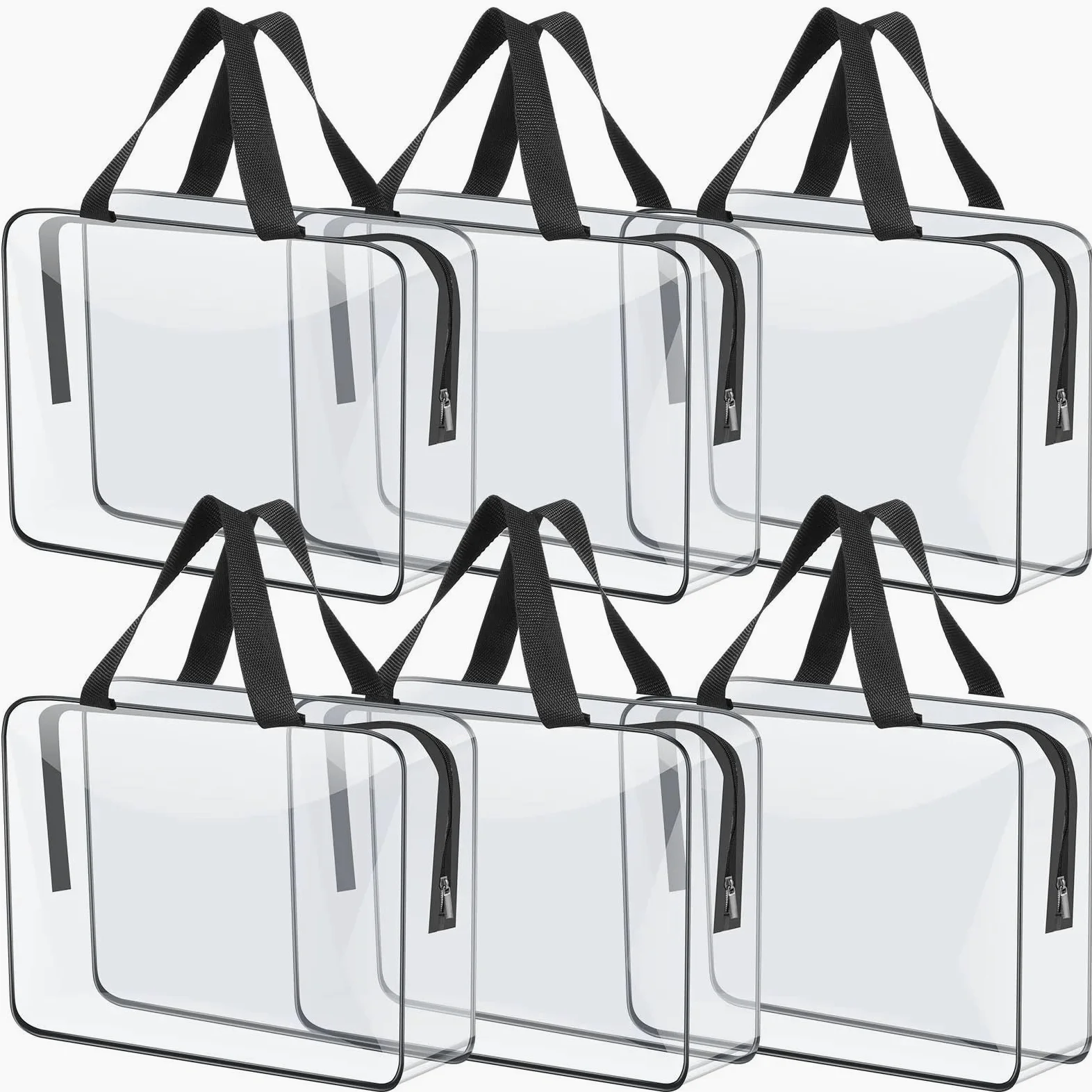 Bolsas Neceser Transparente Bolsas de Almacenamiento de Maquillaje de PVC de 4/6 Piezas, Bolsa organizadora Transparente portátil de Gran Capacidad con Cremallera for Viajes, Lavado del hogar(6Pcs)