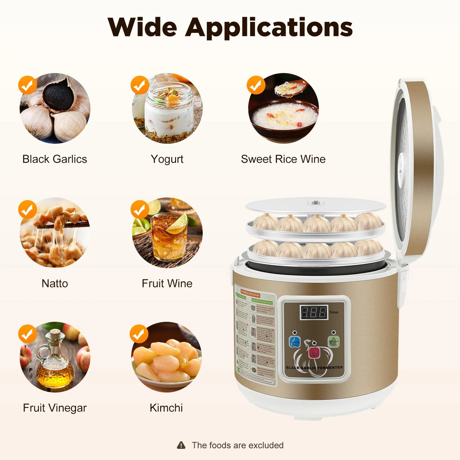 Fermentador de ajo negro 5 litros automático 12-15 días control calefacción constante 360°