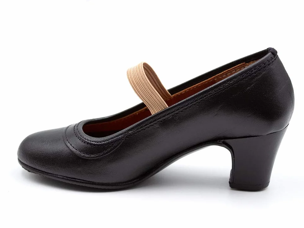 Zapato Profesional de Baile Malaca Piel Cierre Goma elástica Tacón Suela Clavos Niña