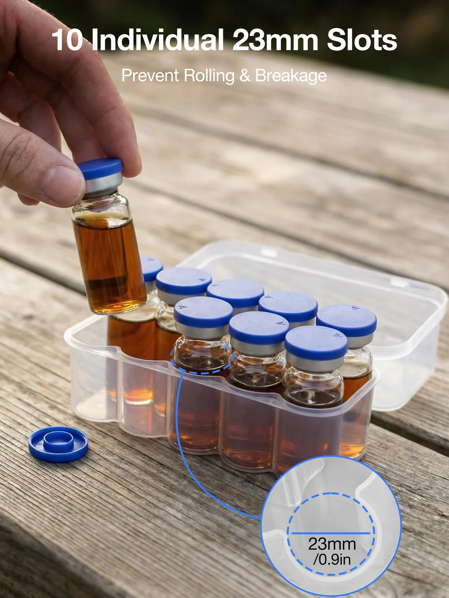 SUNMON Caja de Almacenamiento para Viales de 10 ml, Organizador Transparente para Insulina y GLP-1 con 10 Ranuras
