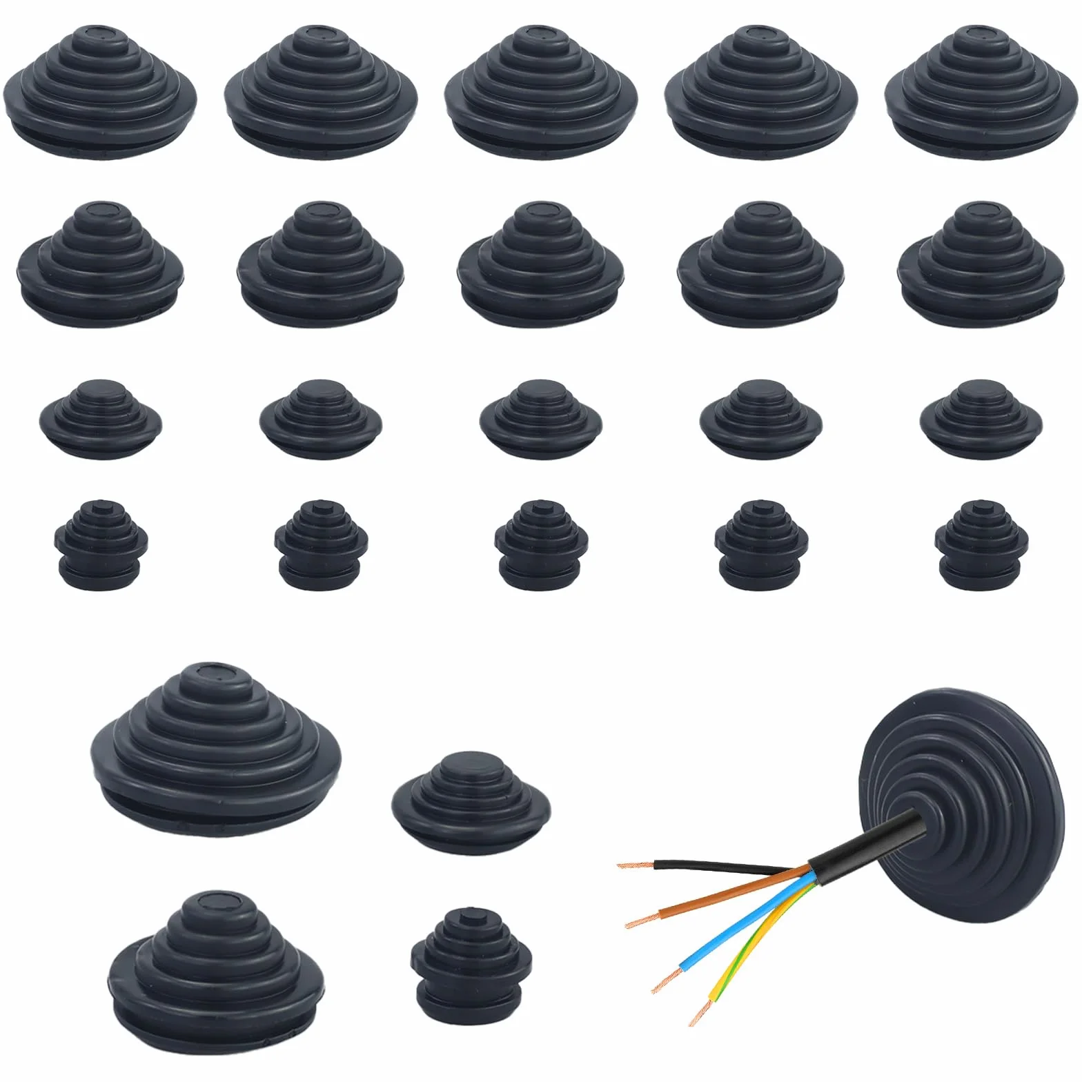 Juntas de goma para cables 10/20/25/30 mm, arandelas de goma flexibles resistentes al agua, protección de cables