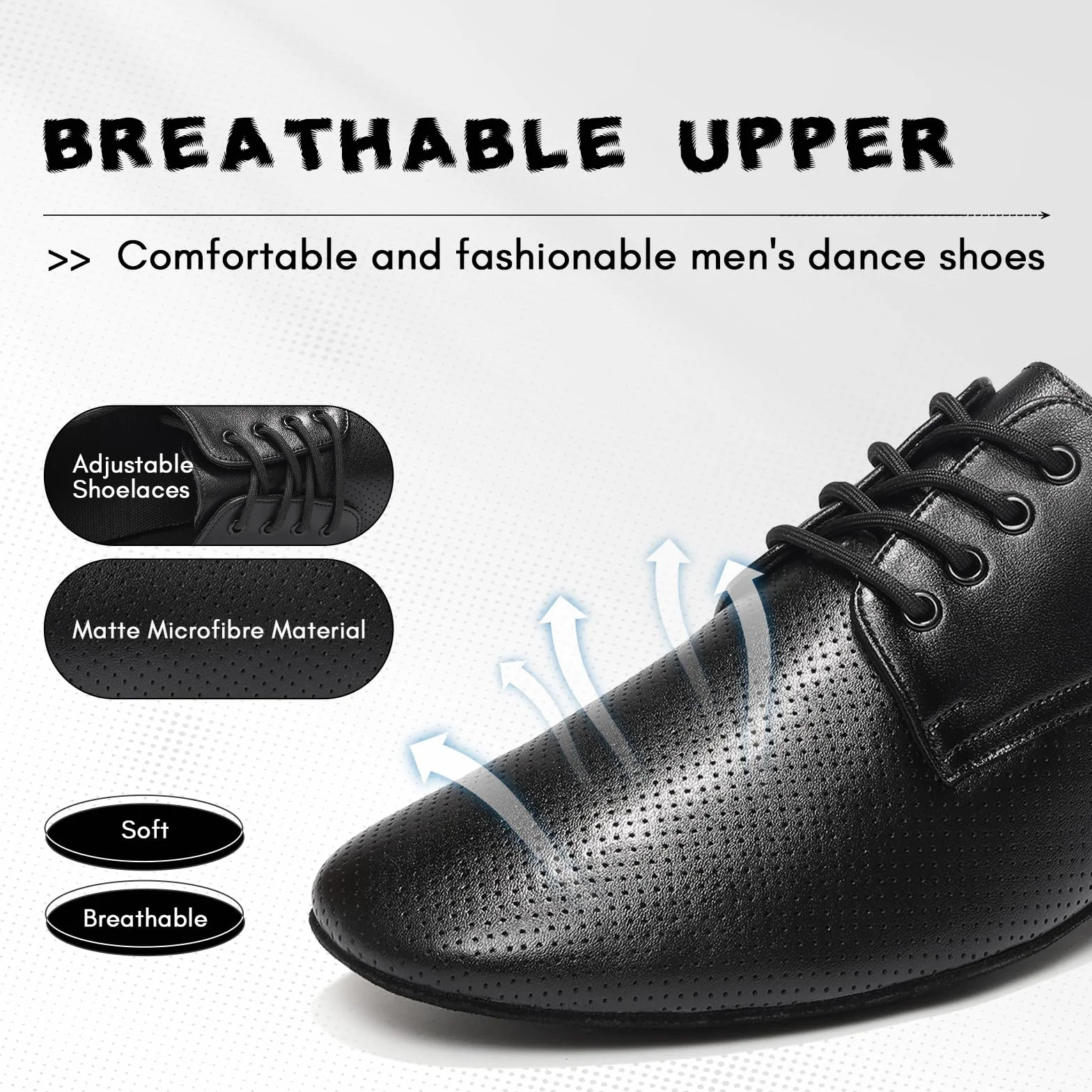 Zapatos de Baile Latino Hombre con Cordones Moderno de Tacón Bajo Zapatillas de Baila Moderno y Jazz,Negro,Tacón de 2.5 cm,EU 40