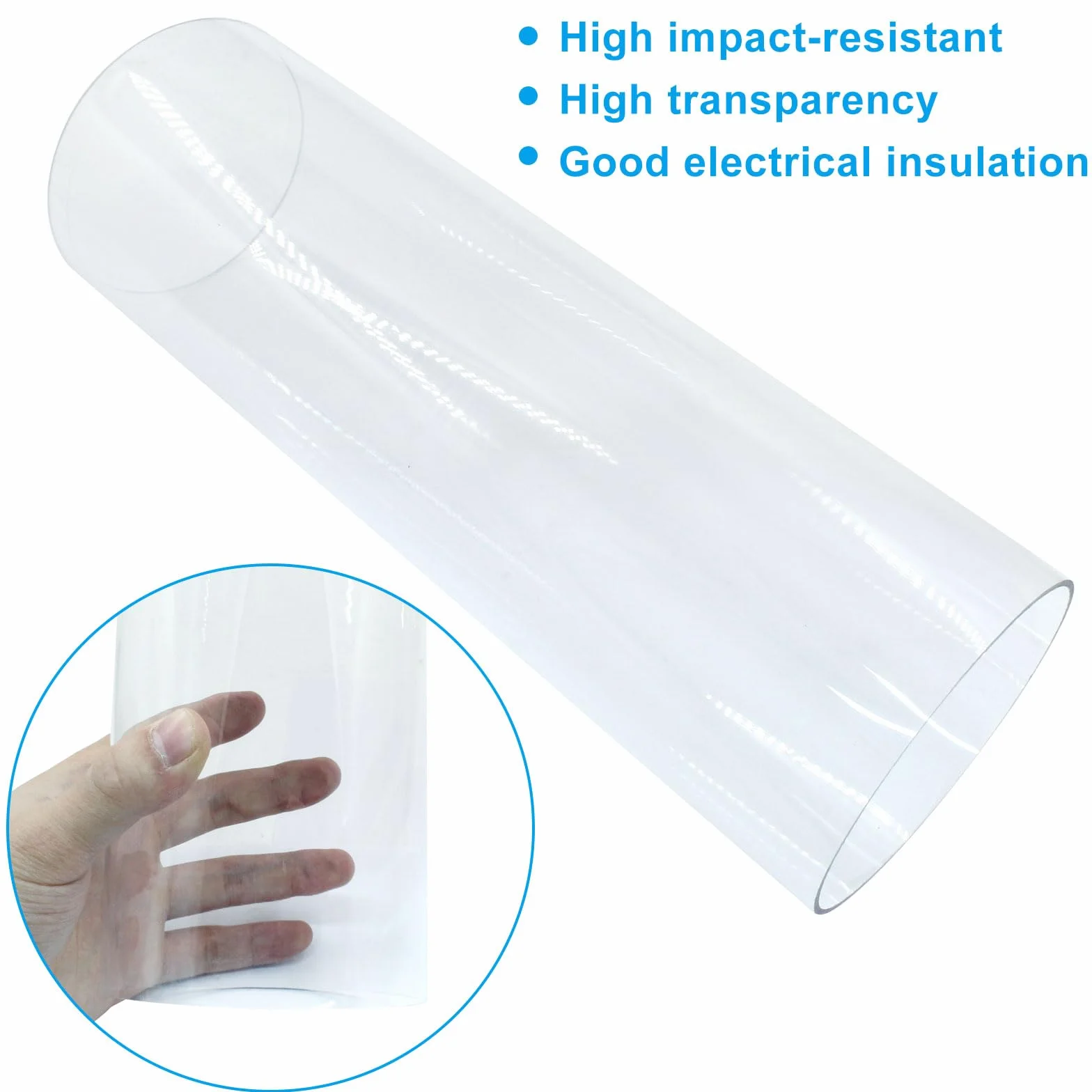 Tubo rígido redondo transparente de policarbonato 96x100x305 mm