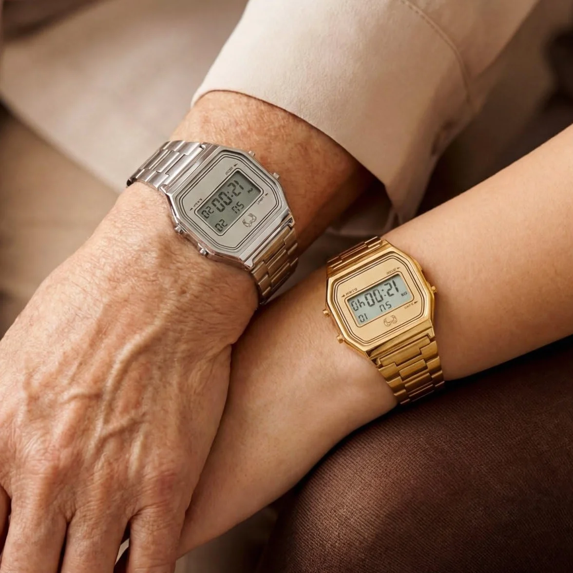 Reloj Digital Mujer Dorado Vintage - Acero Inoxidable, Resistente al Agua 3ATM, Maquinaria Cuarzo - Reloj Pulsera Mujer Estilo Retro, Regalo Mujer