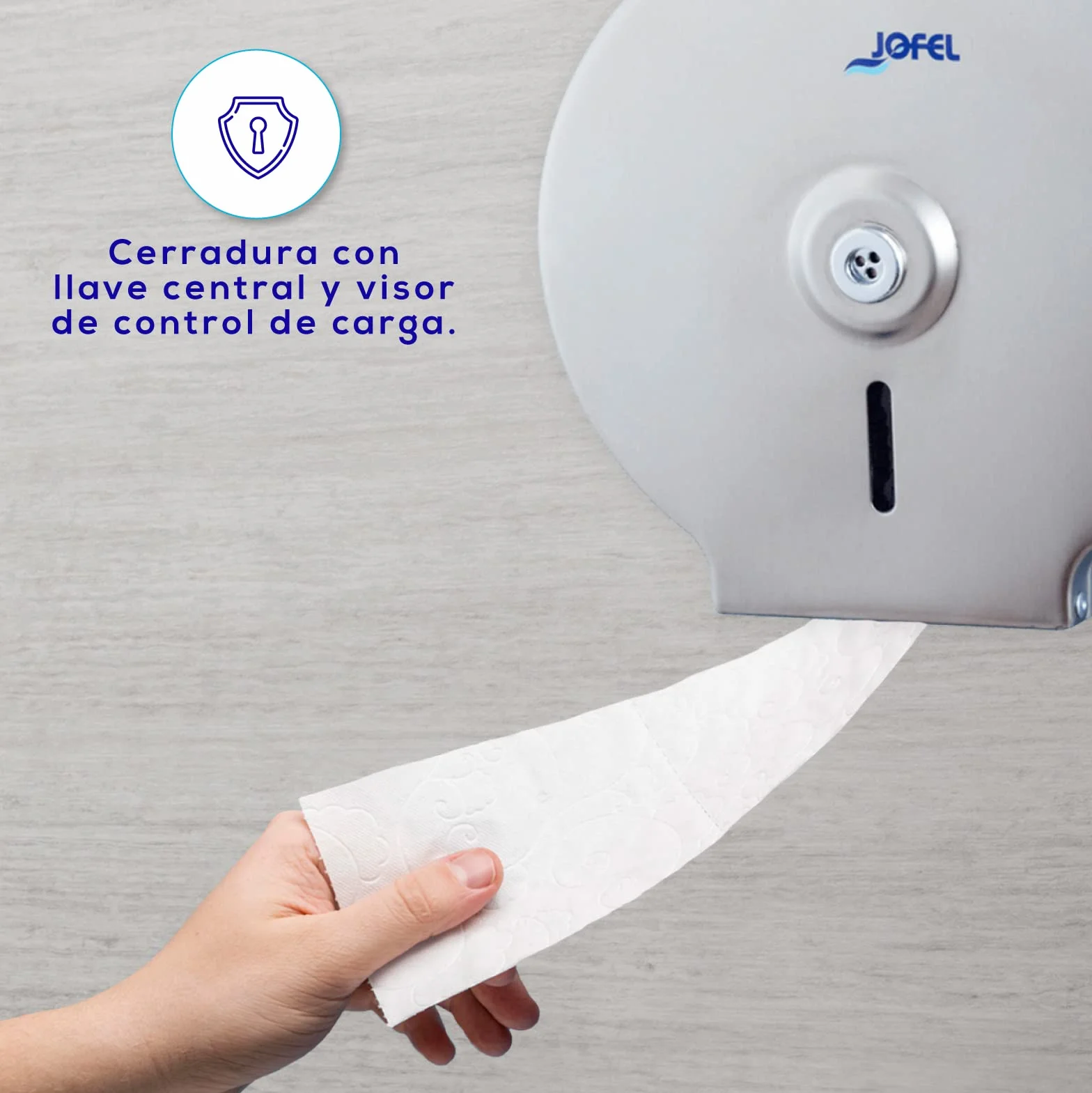 Jofel Portarrollos de Papel Higiénico Industrial, Dispensador Acero Inoxidable 200m 190mm AE23200