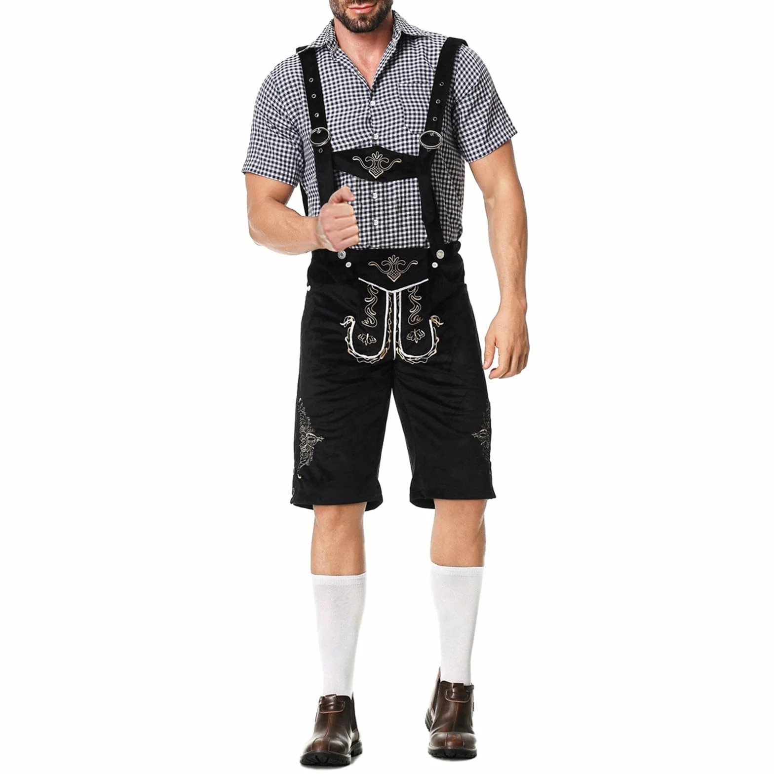 Pantalones de piel para hombre, Oktoberfest, traje de verano, incluye pantalones de chándal cortos, pantalones cortos de moto, pantalones bávaros, de piel, elegantes, para traje regional