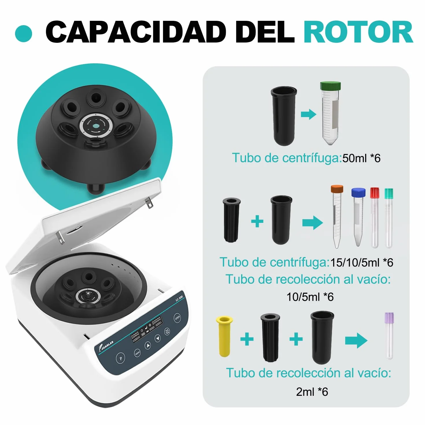 JOANLAB Centrífuga de Laboratorio 500-4000 RPM 2146 xg 9 Programas Temporizador LC-500