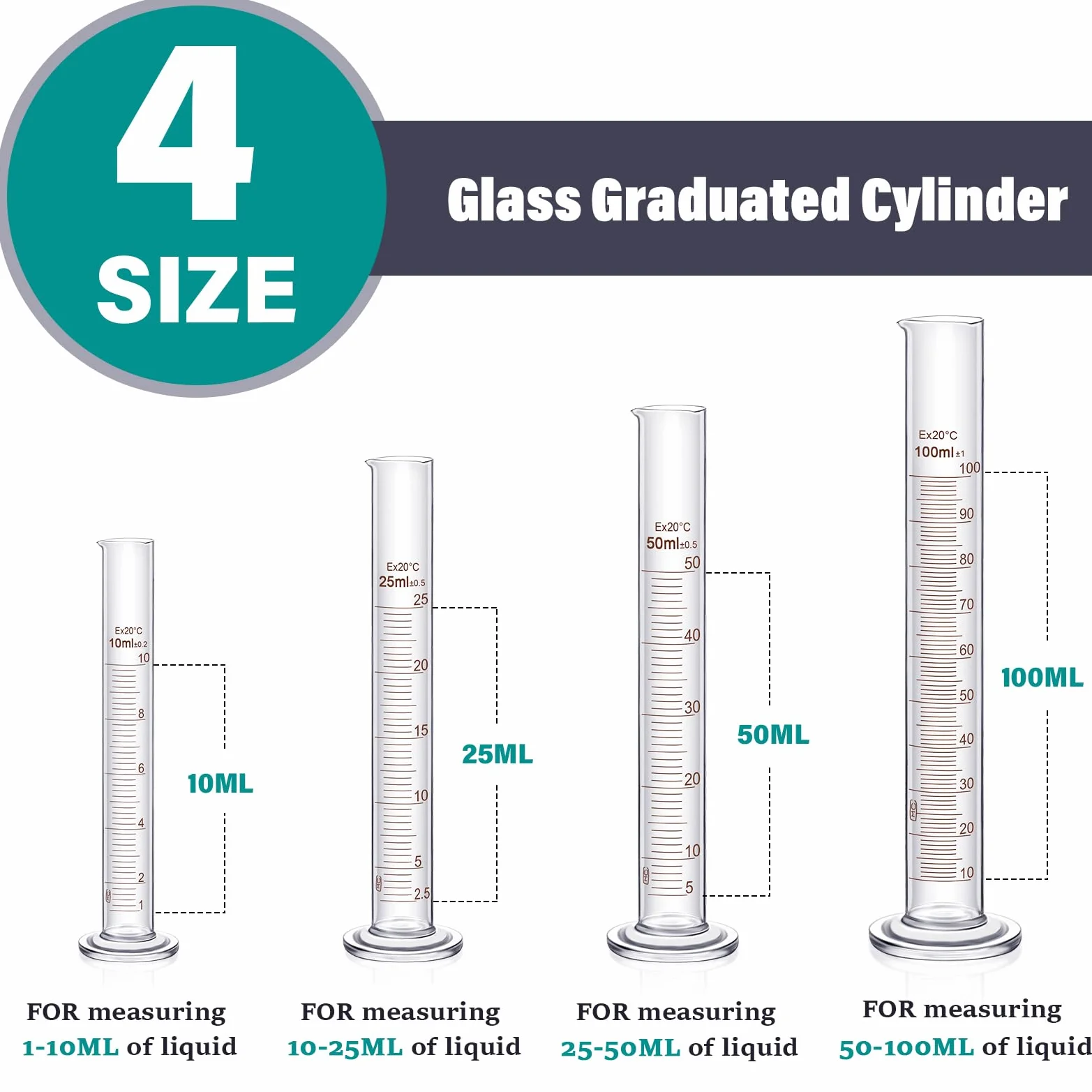 Set Cilindro Graduado Laboratorio 10-100 ml Vaso Precipitado Cristal 50-1000 ml con Goteros Varillas Agitar