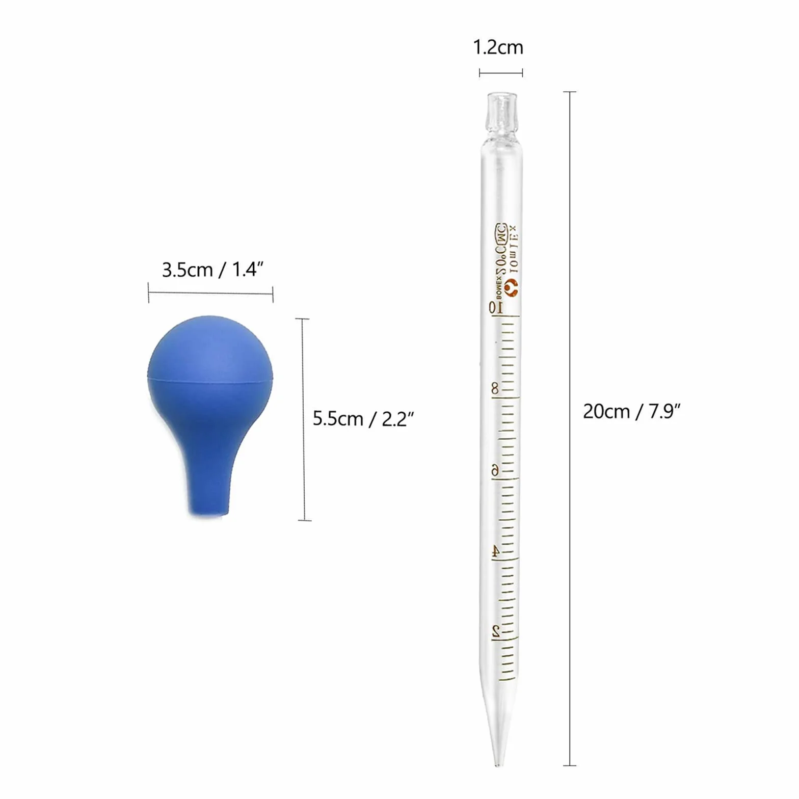 Vidrio graduado 100 ml pipeta cristal 10 ml cepillo limpieza varilla cristal laboratorio