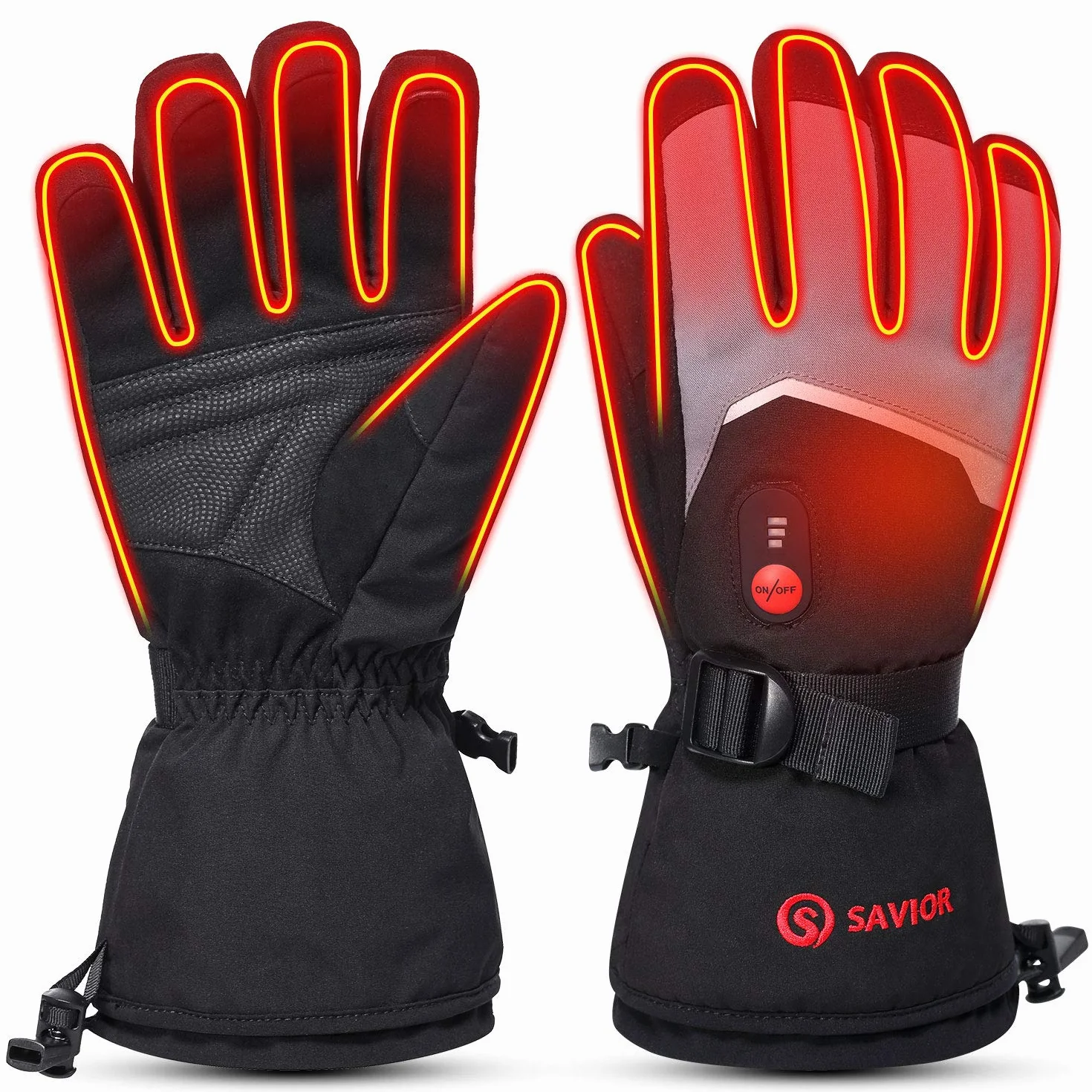 SAVIOR HEAT Guantes calentados para Hombres y Mujeres,Guantes de Motocicleta de batería Recargable Fina para Invierno, Bicicleta, esquí, Bicicleta y Funcionamiento