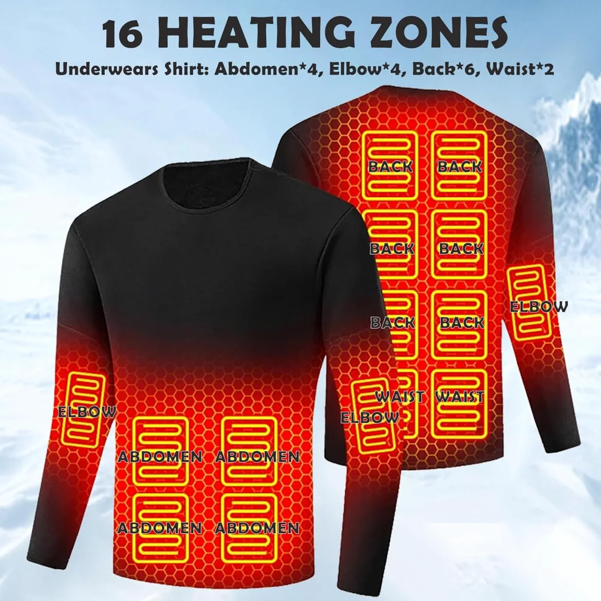 Conjunto de Ropa Interior térmica con 28 Zonas de Calentamiento, 3 temperaturas de Calentamiento, Ropa Interior térmica Deportiva para Exteriores para Hombres